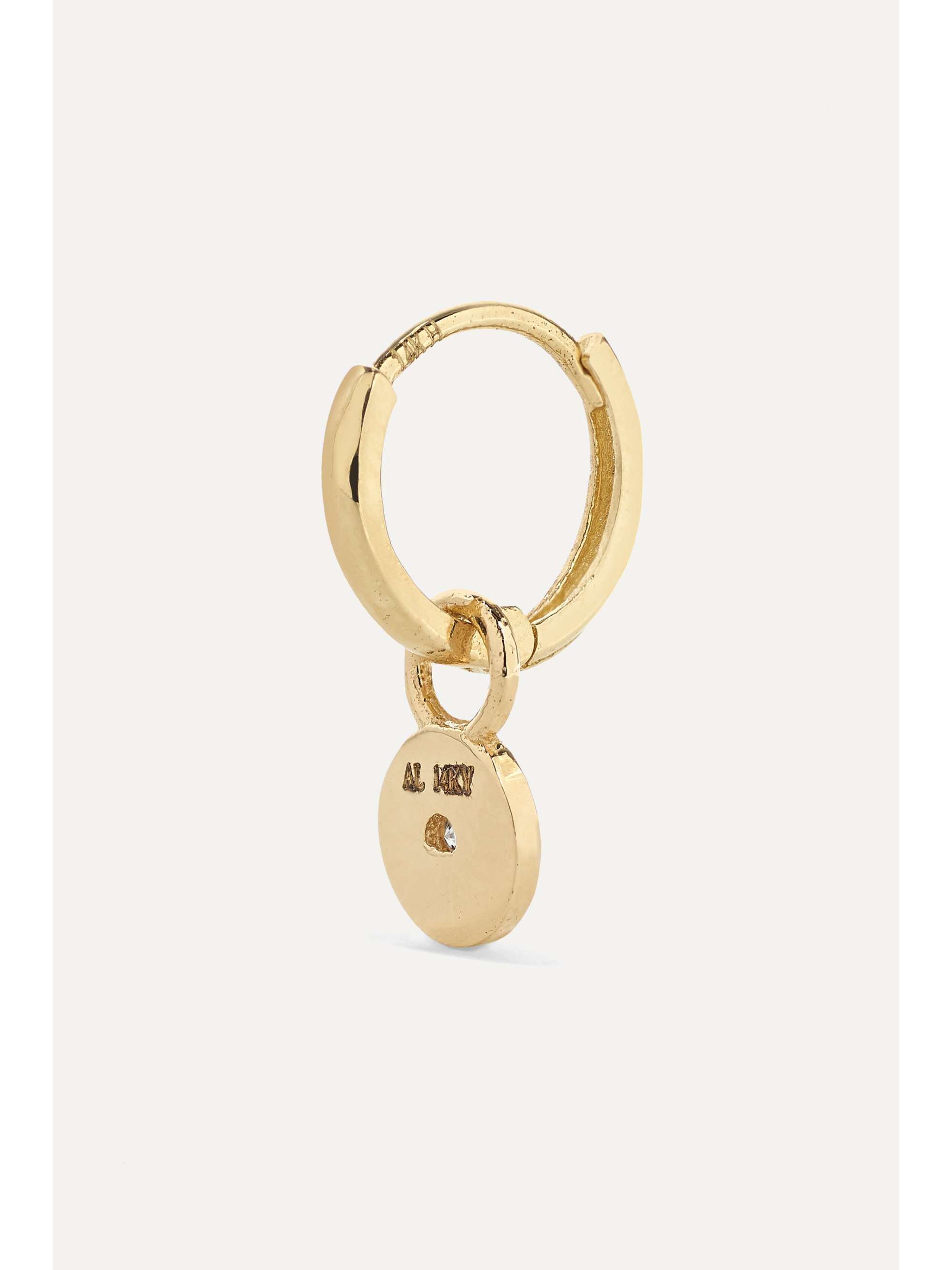 ALISON LOU Huggy 14-karat gold, diamond and enamel earring