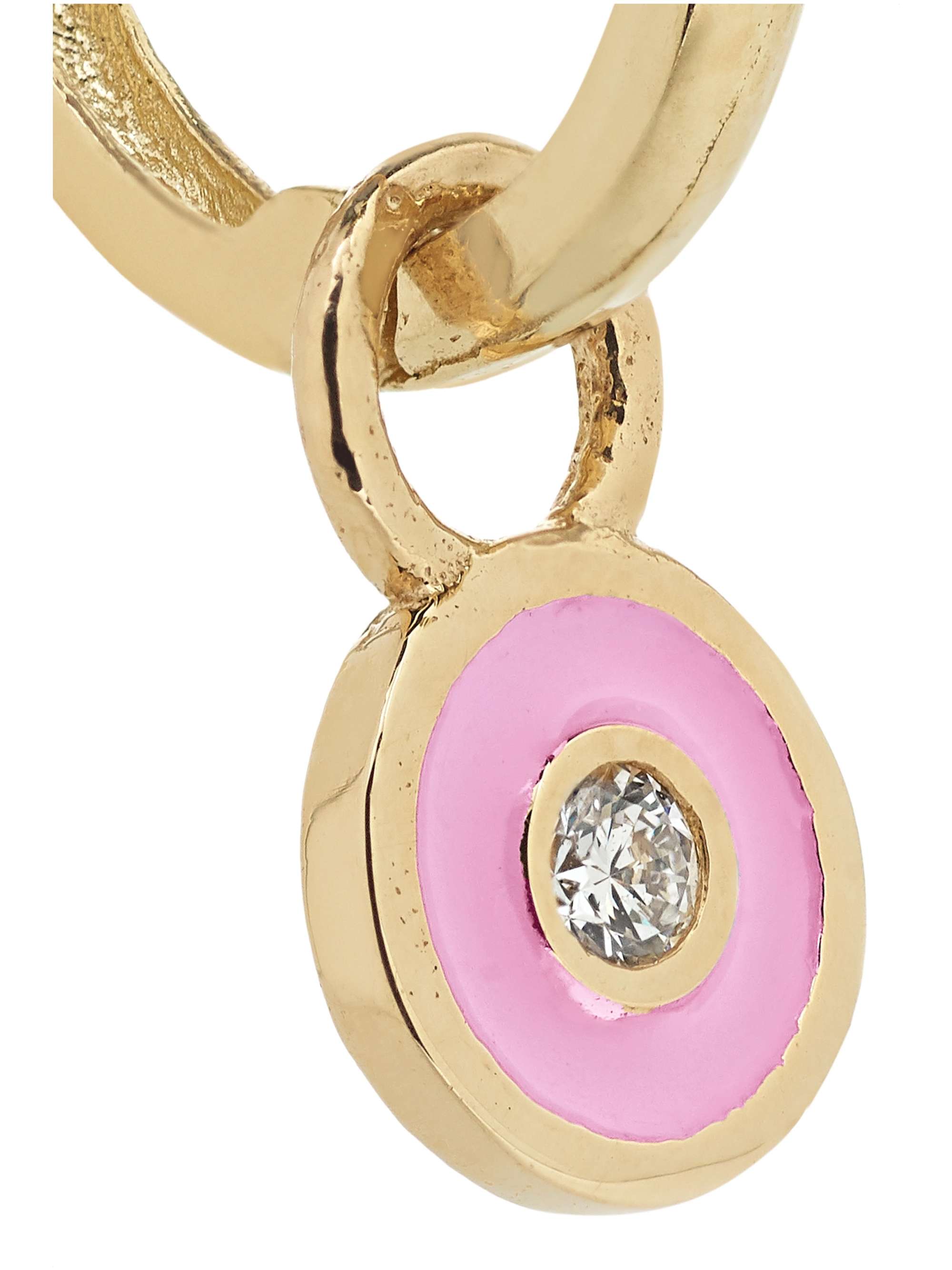 ALISON LOU Huggy 14-karat gold, diamond and enamel earring
