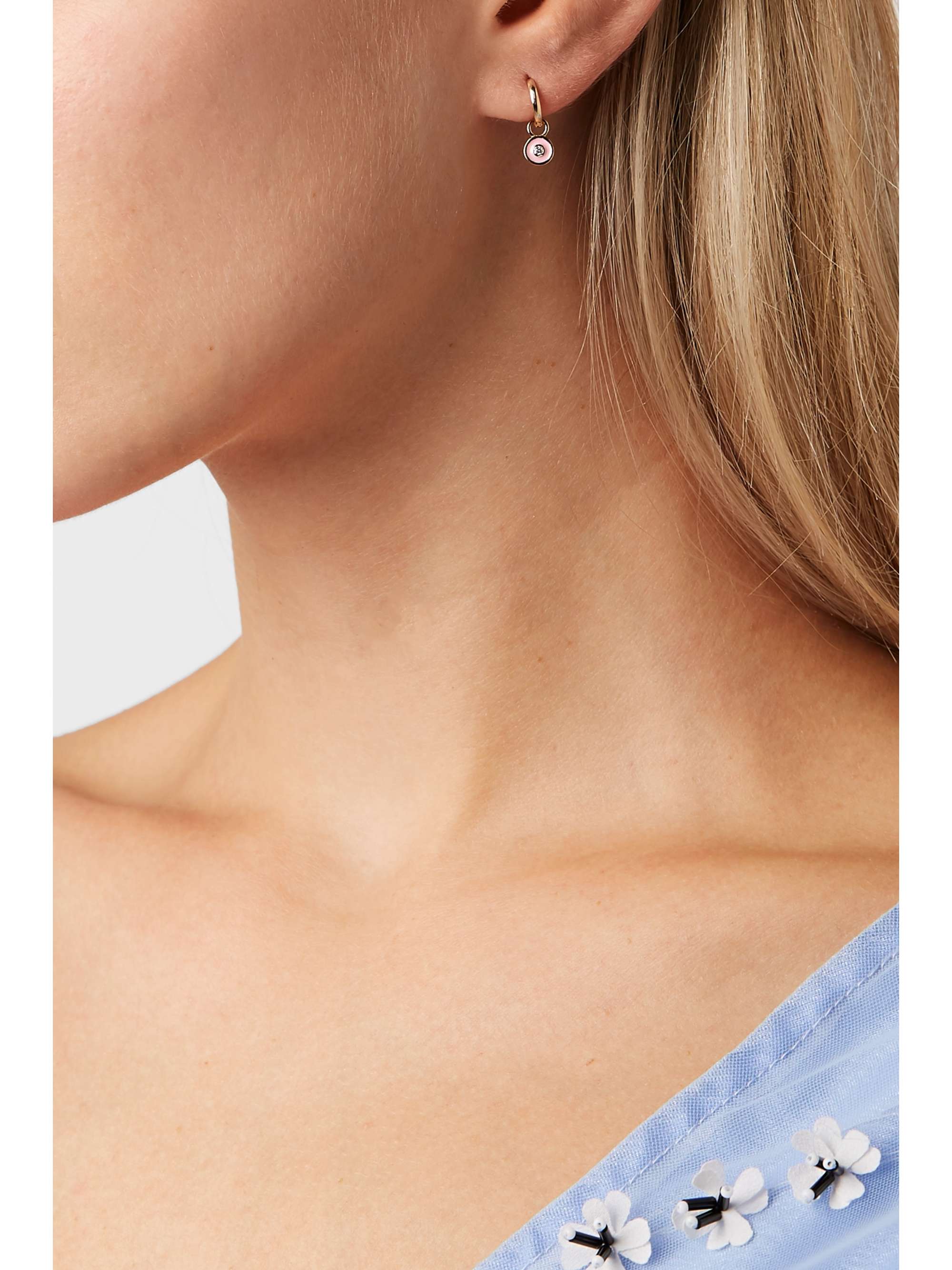 ALISON LOU Huggy 14-karat gold, diamond and enamel earring