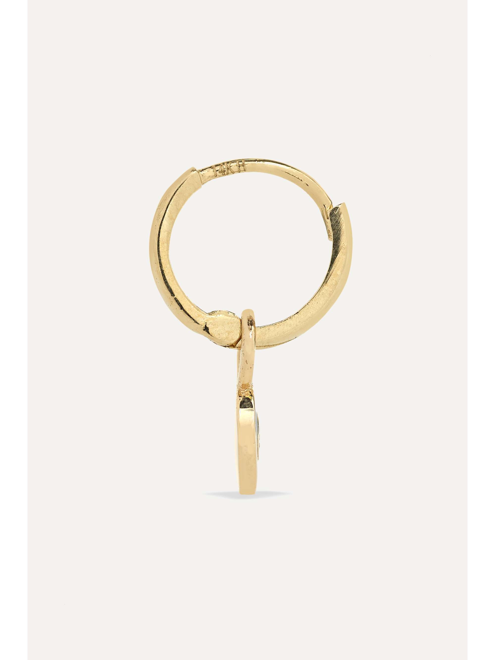 ALISON LOU Huggy 14-karat gold, diamond and enamel earring