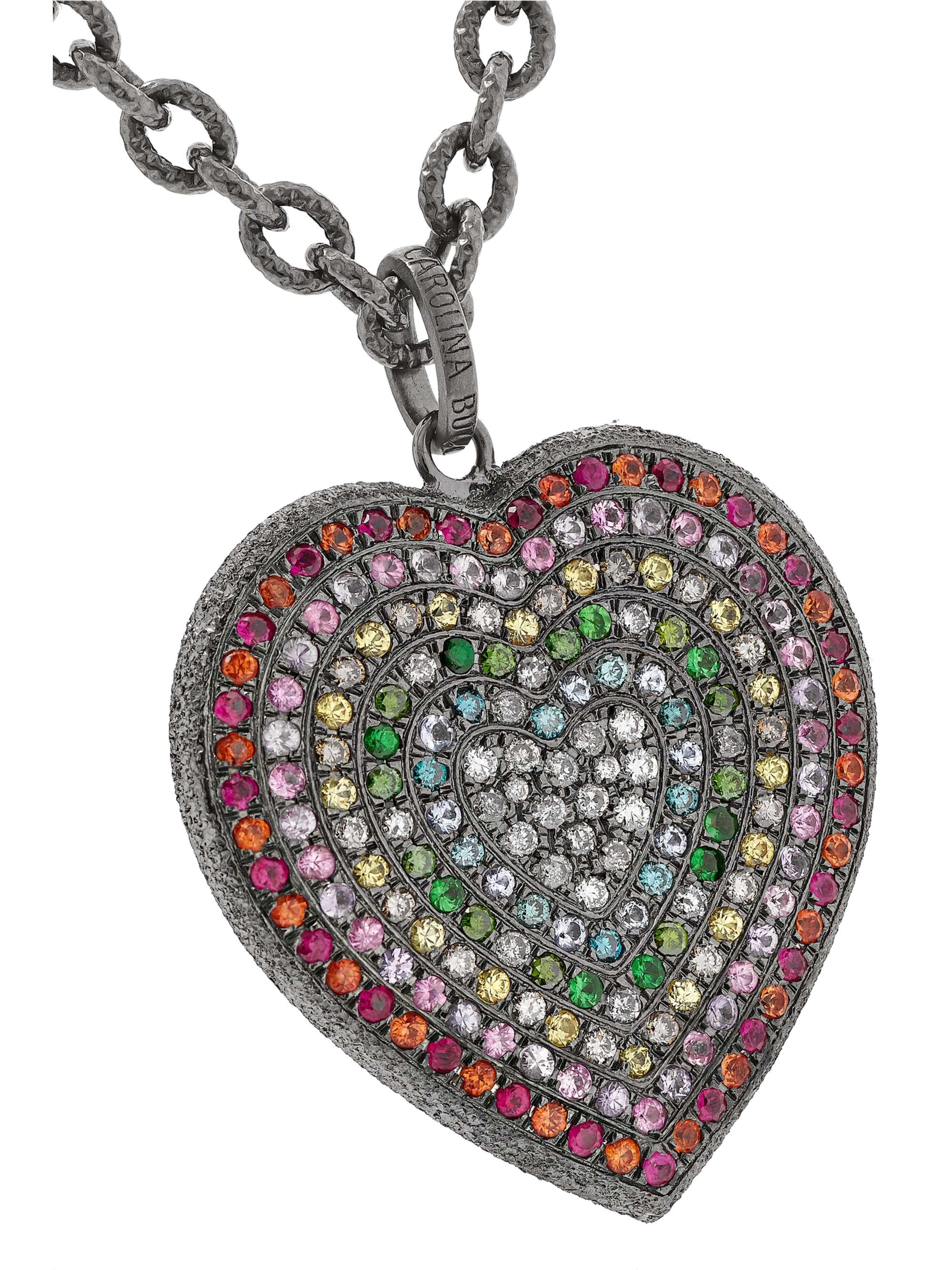 CAROLINA BUCCI Florentine 18-karat blackened gold multi-stone necklace