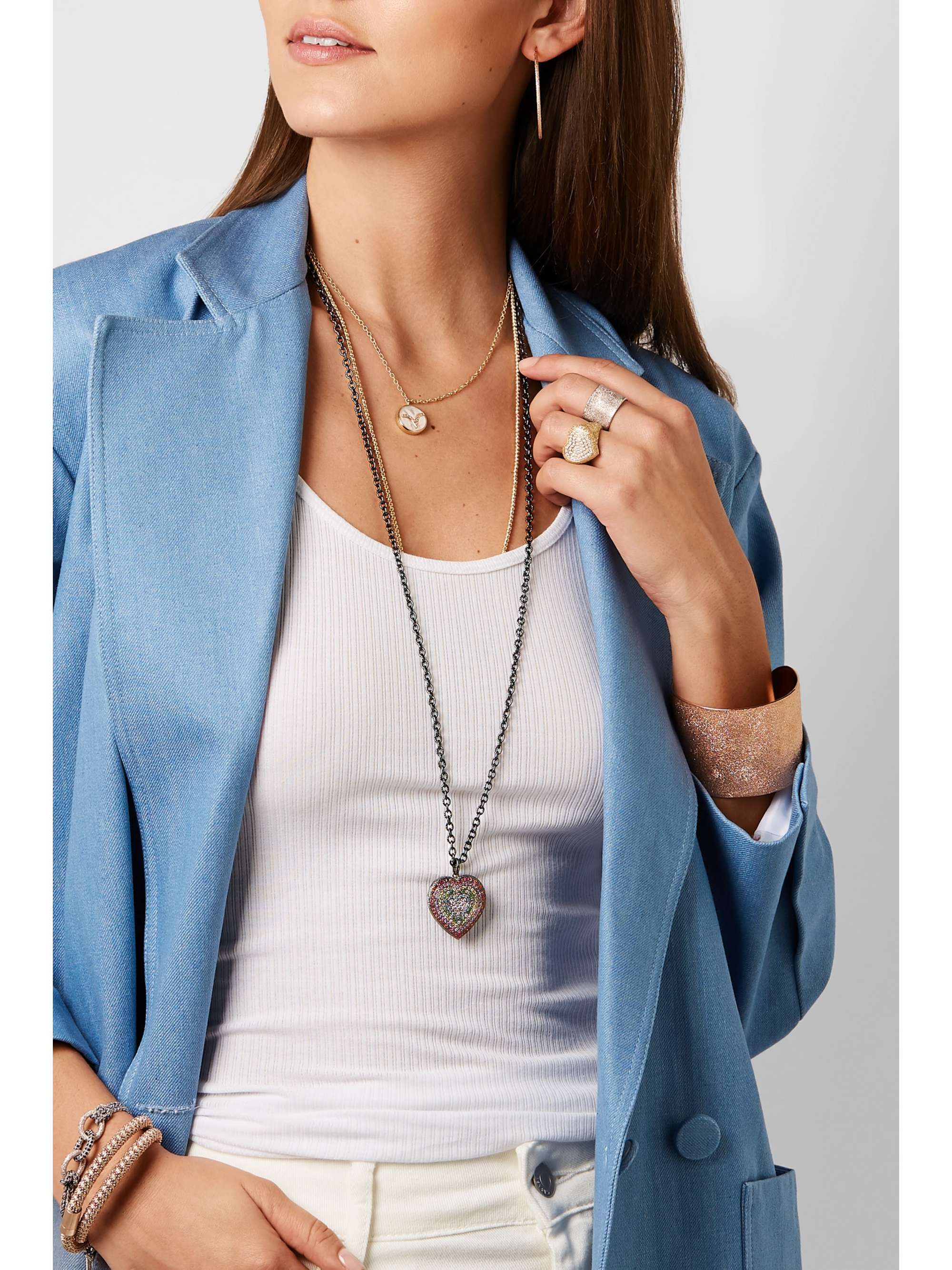 CAROLINA BUCCI Florentine 18-karat blackened gold multi-stone necklace