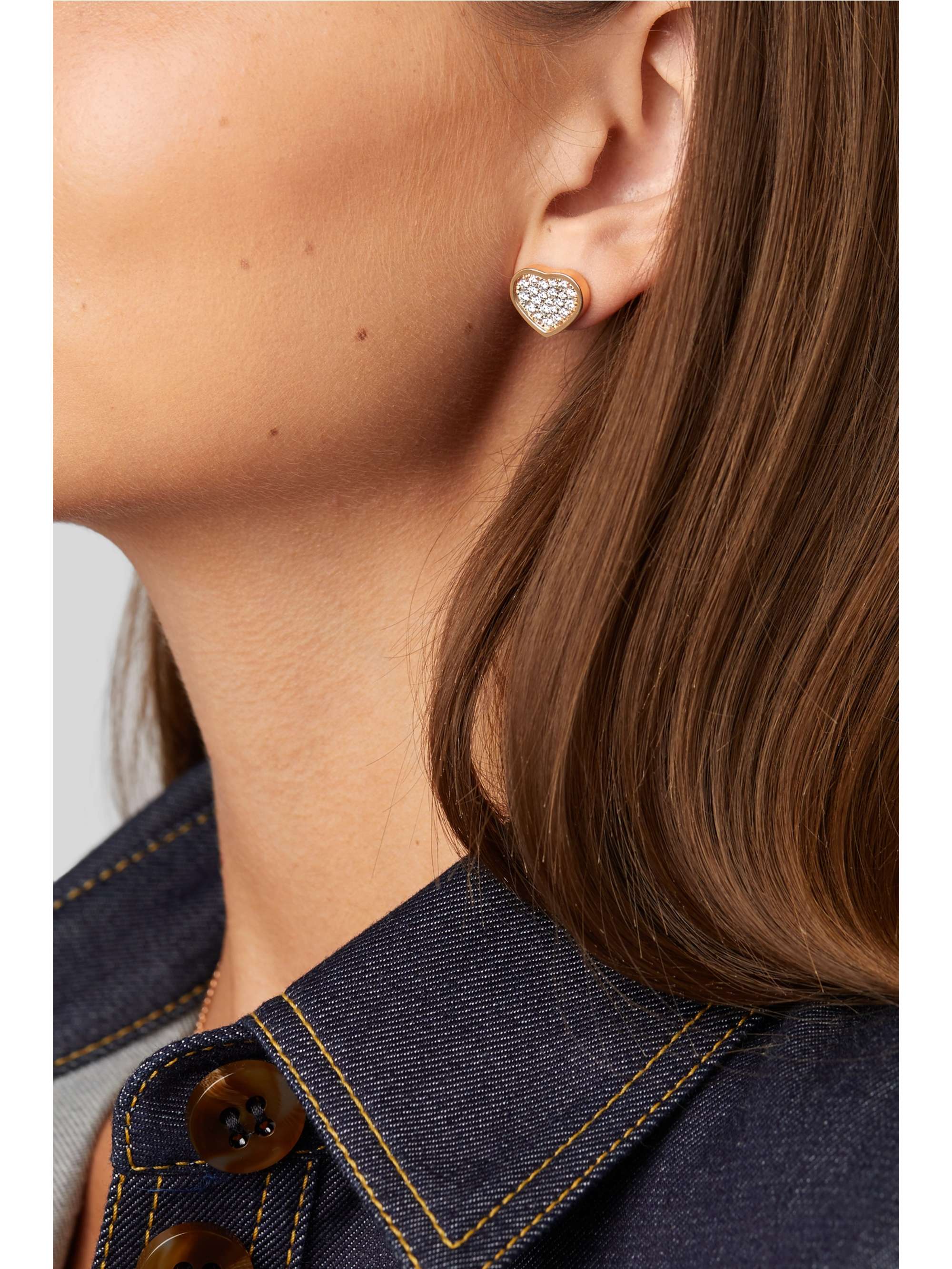 CHOPARD Happy Hearts 18-karat white gold diamond earrings