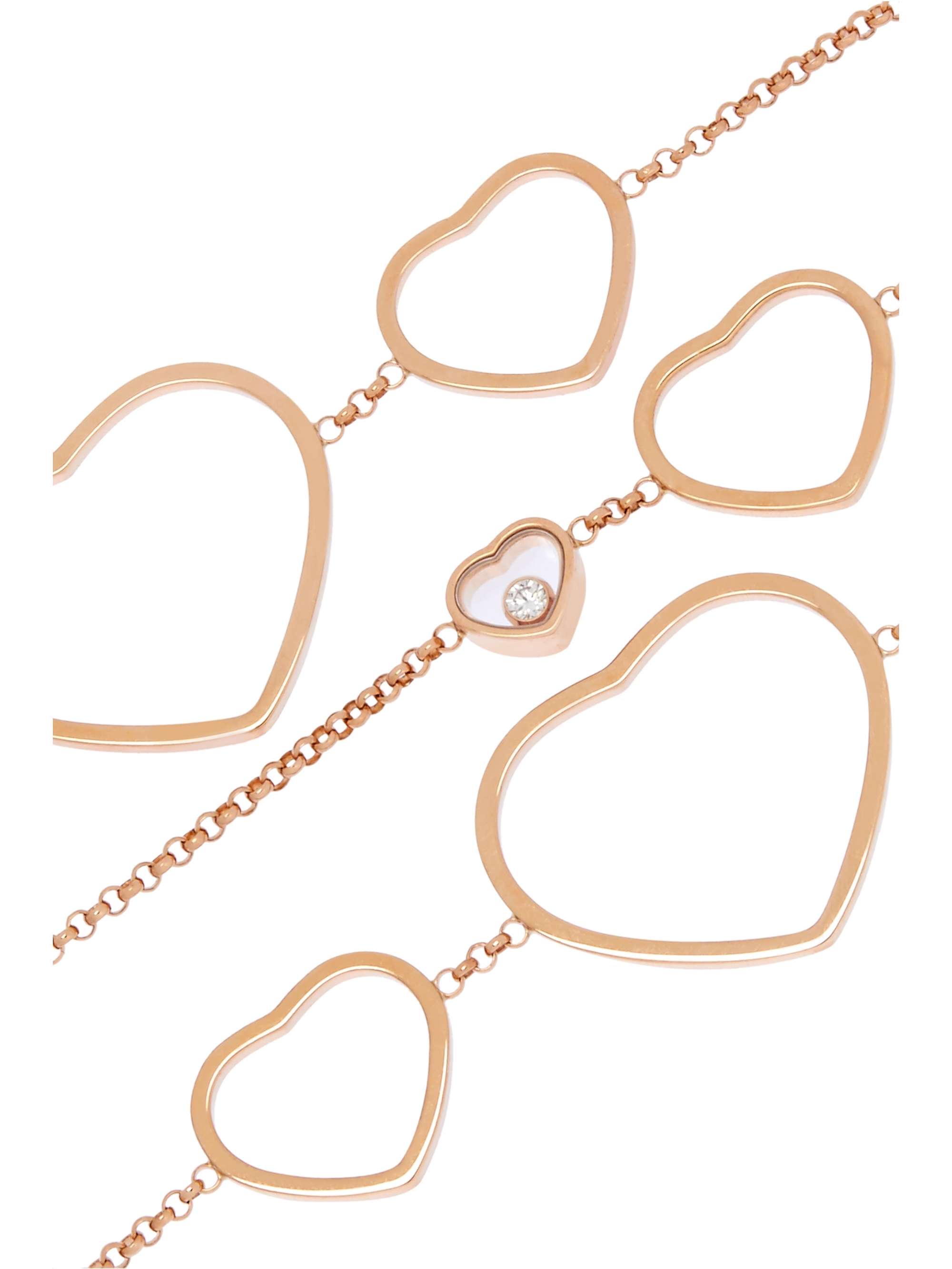 CHOPARD Happy Hearts 18-karat rose gold, diamond and mother-of-pearl necklace