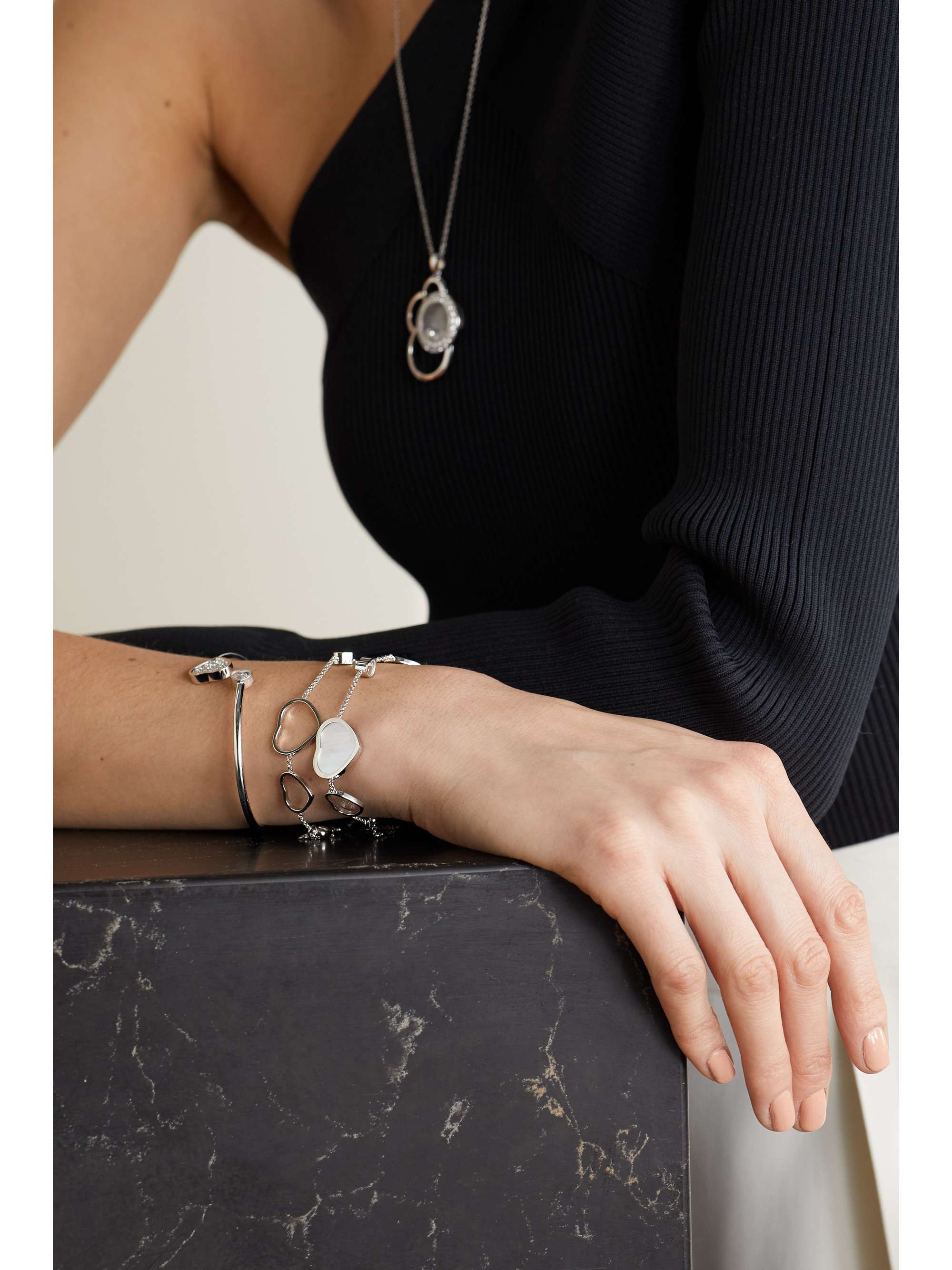 CHOPARD Happy Hearts 18-karat white gold diamond bracelet