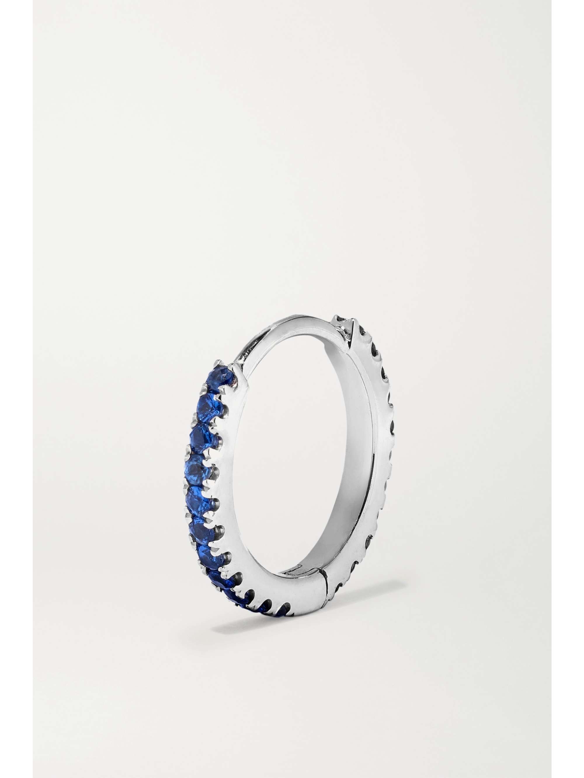 MARIA TASH 8mm 14-karat white gold sapphire hoop earring