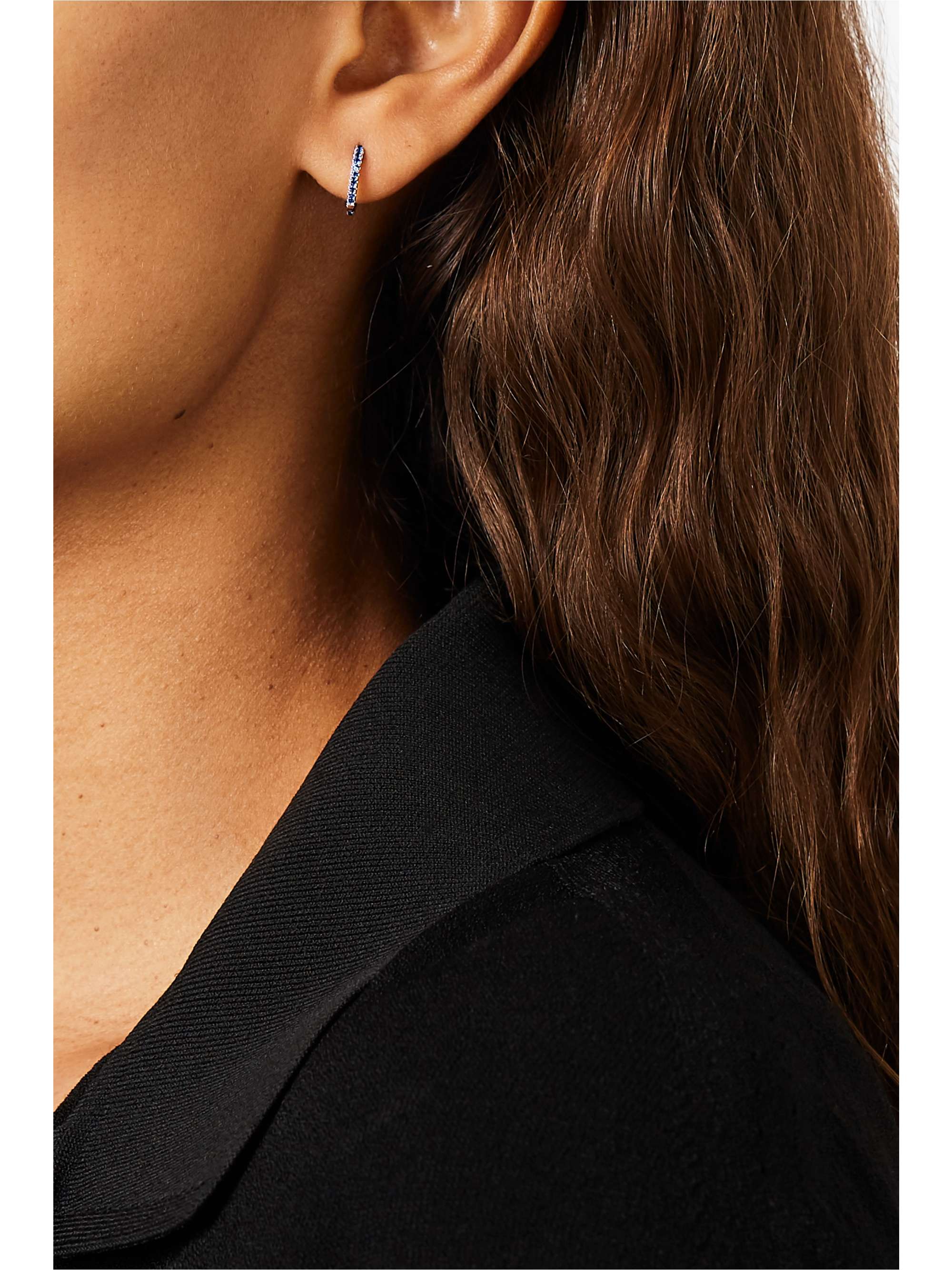 MARIA TASH 8mm 14-karat white gold sapphire hoop earring