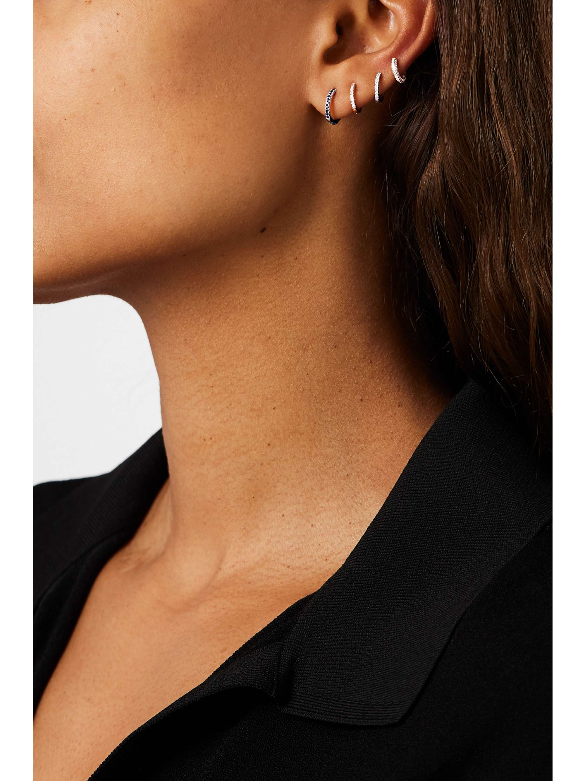 MARIA TASH 8mm 14-karat white gold sapphire hoop earring