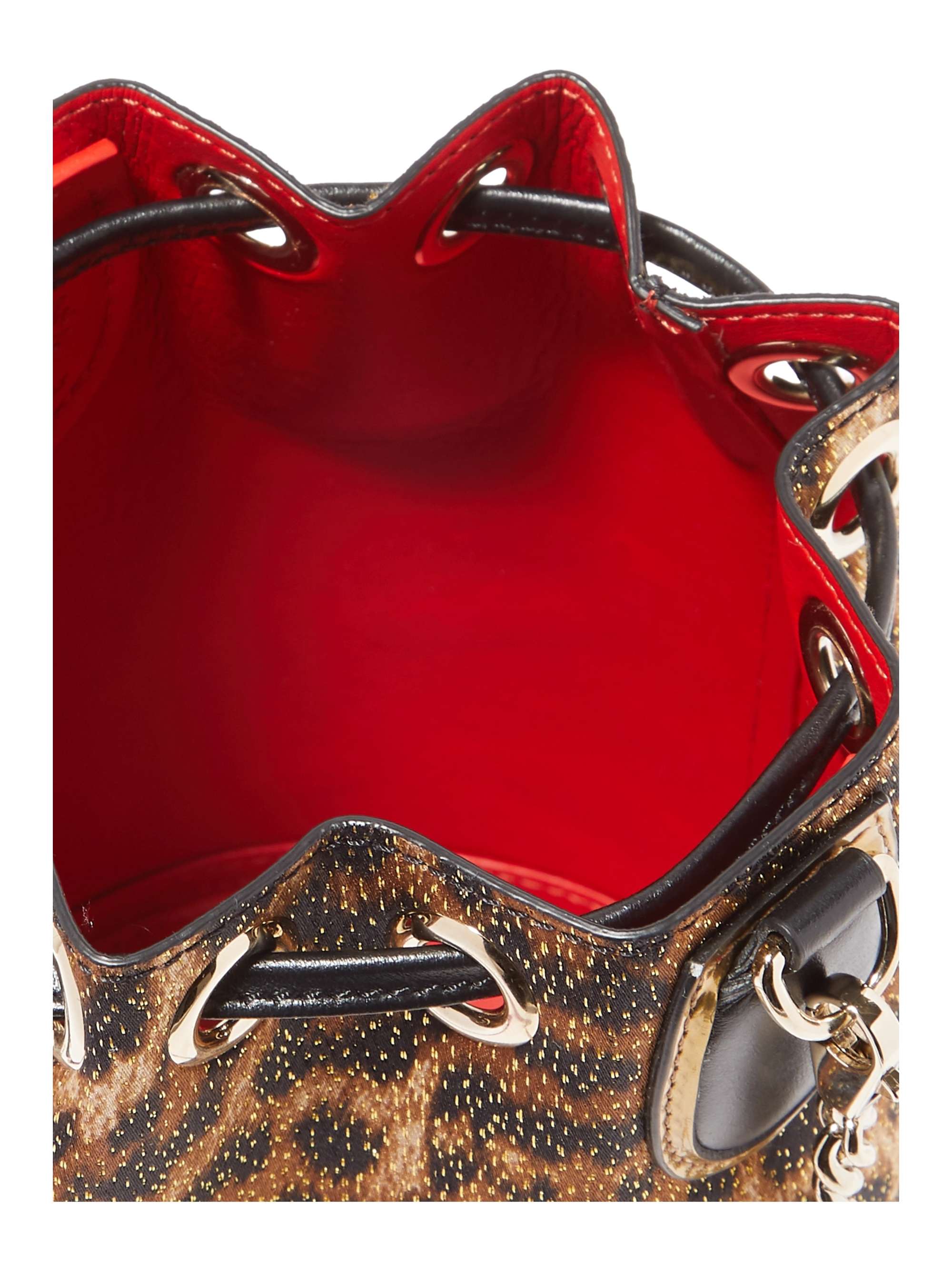 CHRISTIAN LOUBOUTIN Marie Jane embellished leopard-print Lurex and leather bucket bag