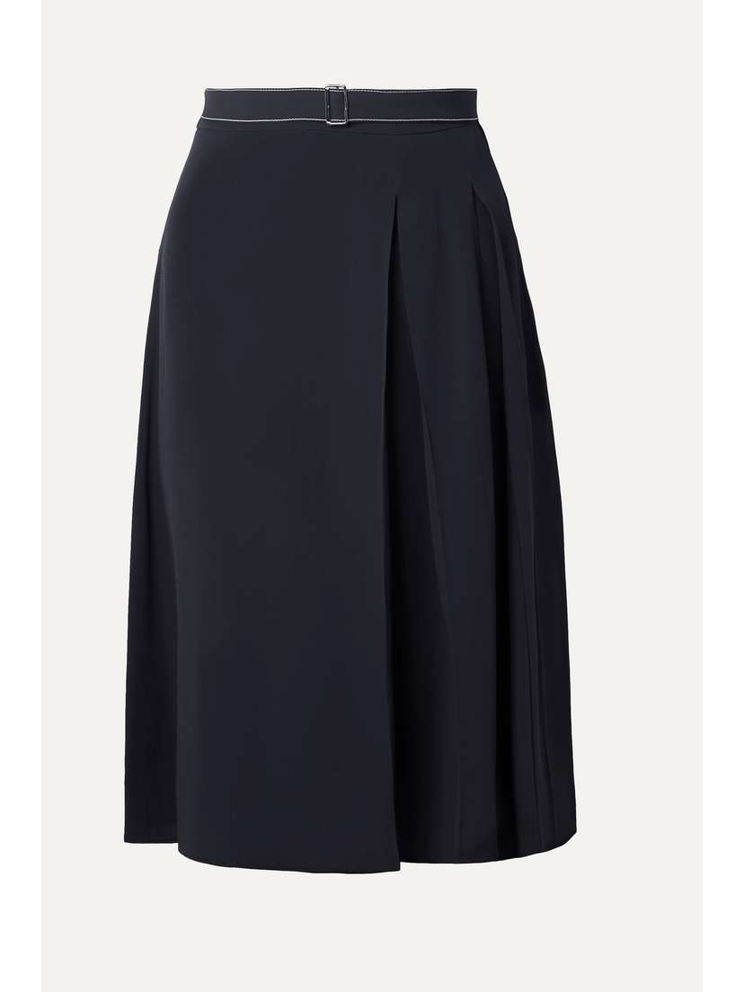 Marni Belted Pleated Crepe Skirt