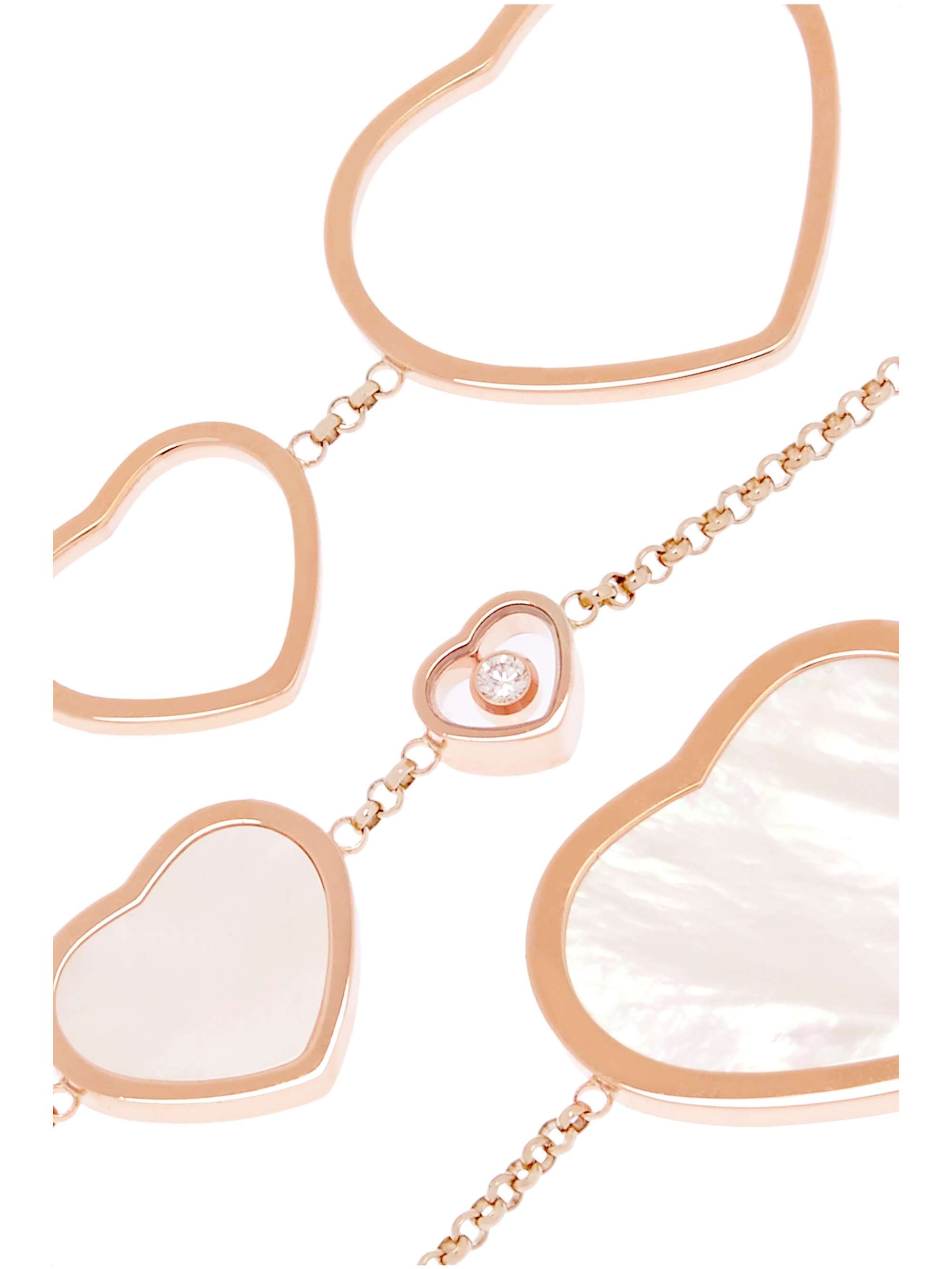 CHOPARD Happy Hearts 18-karat rose gold, diamond and mother-of-pearl necklace