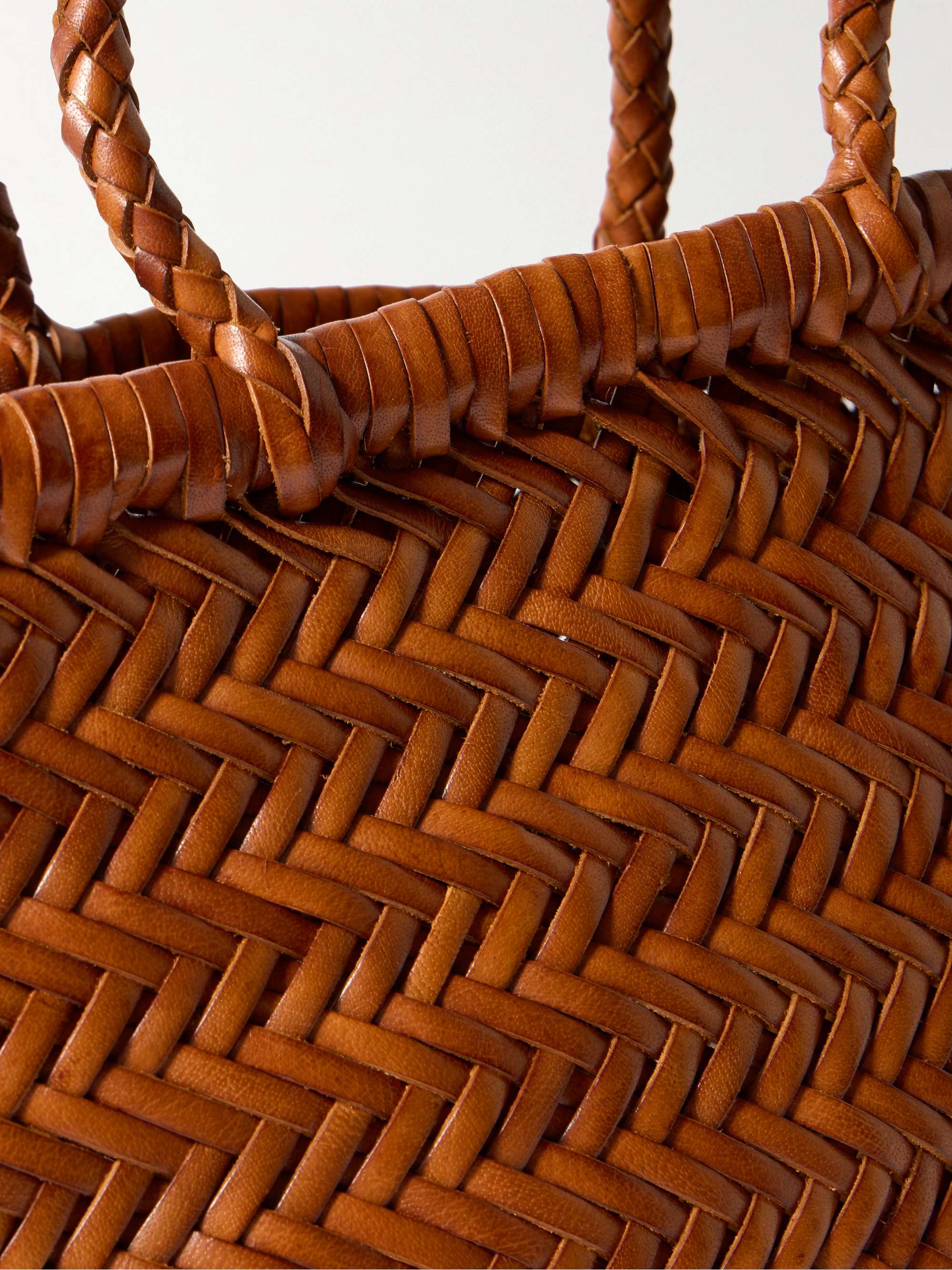 DRAGON DIFFUSION Bamboo Triple Jump small woven leather tote