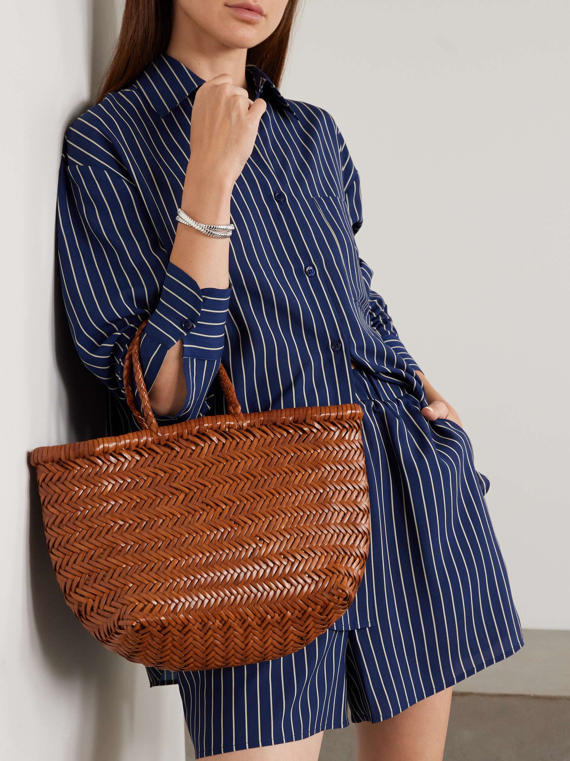 DRAGON DIFFUSION Bamboo Triple Jump small woven leather tote