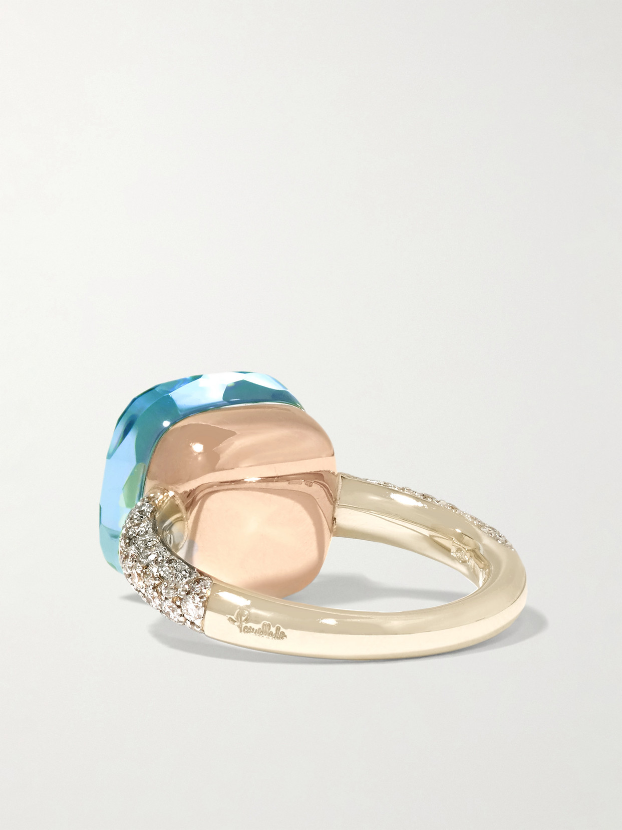 Pomellato Mixed Gold, Diamond, Topaz And Agate Nudo Classic Ring In White Gold