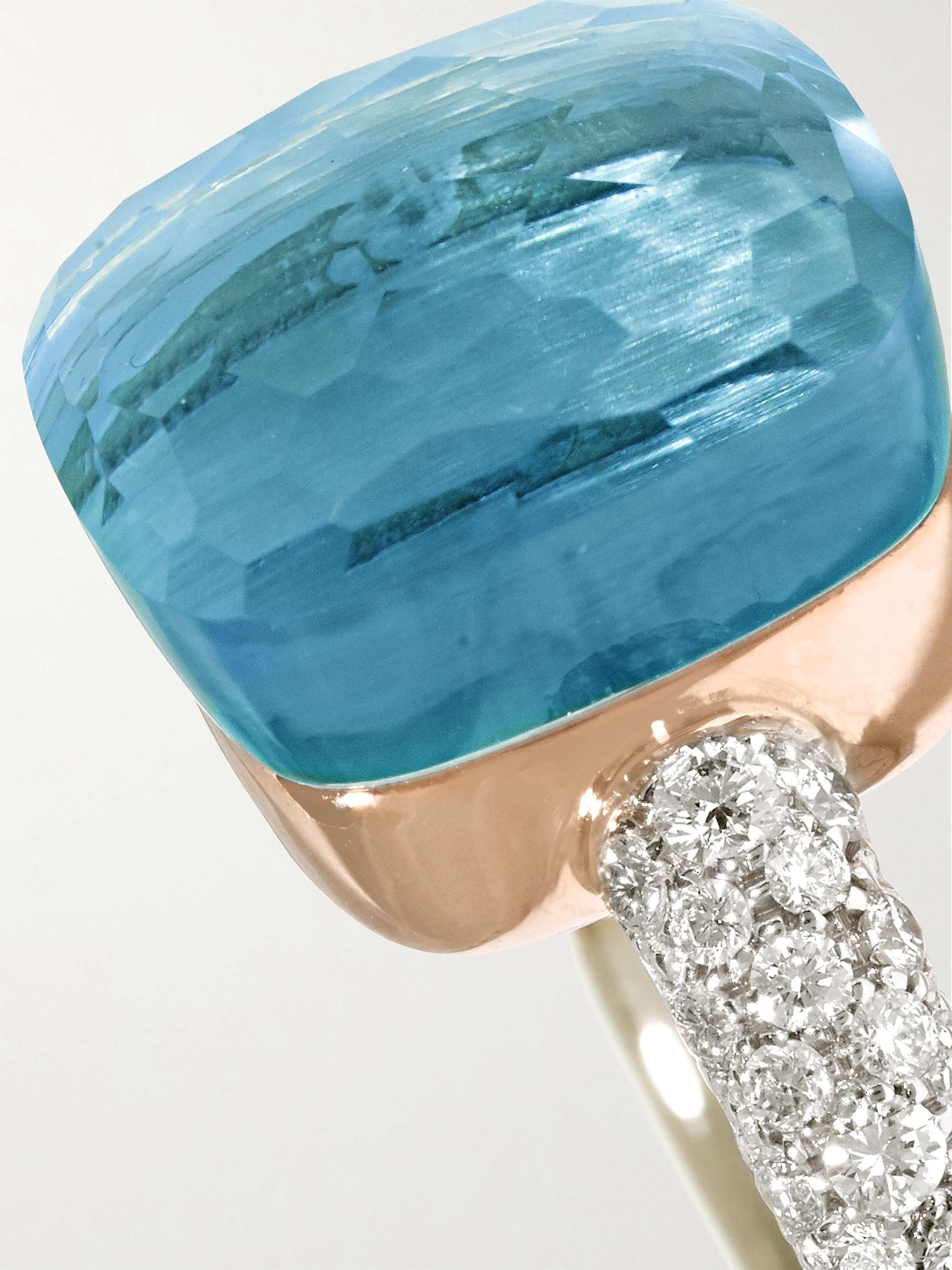 POMELLATO Nudo 18-karat rose and white gold, agate and topaz ring
