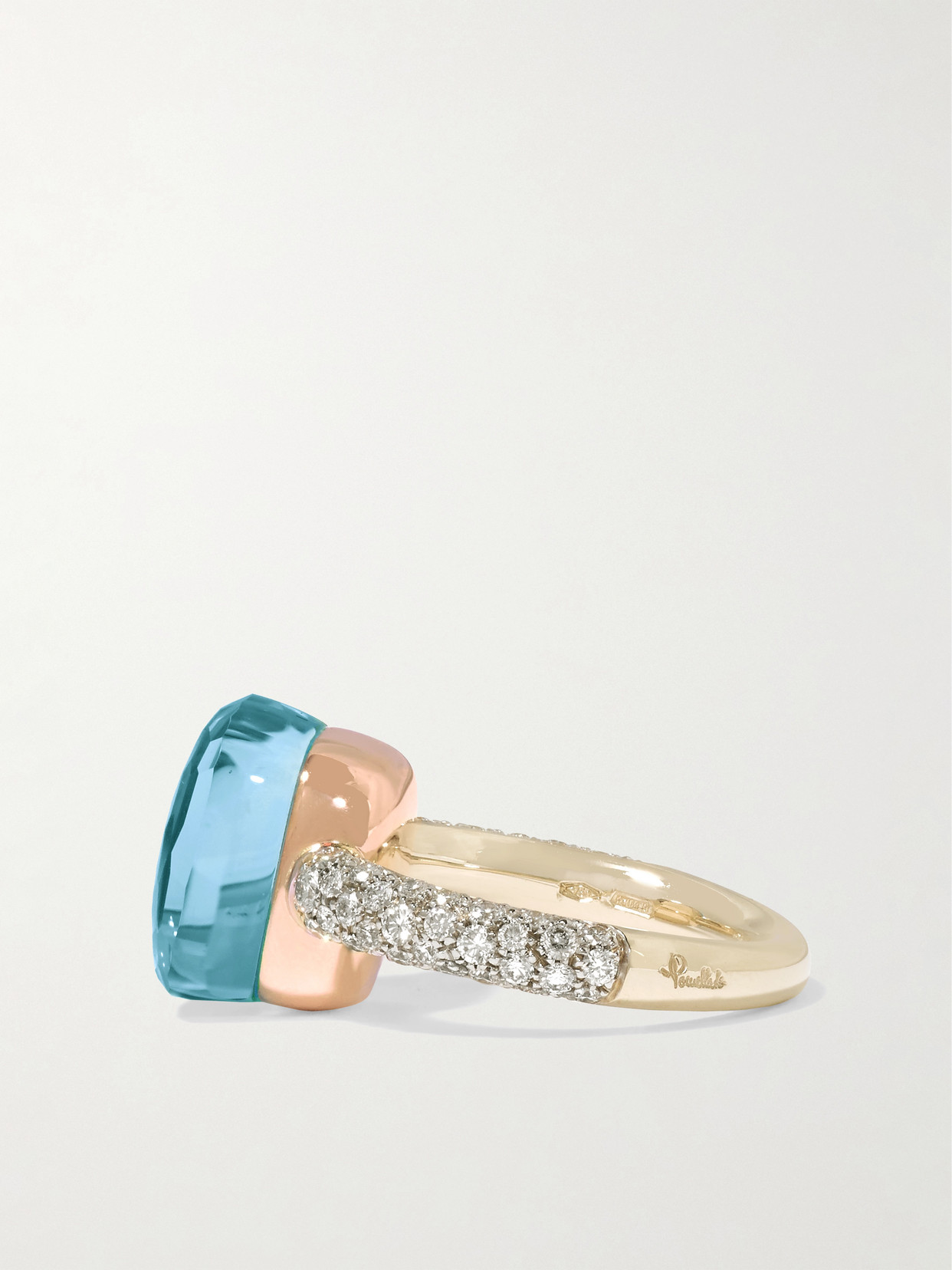 Pomellato Mixed Gold, Diamond, Topaz And Agate Nudo Classic Ring In White Gold
