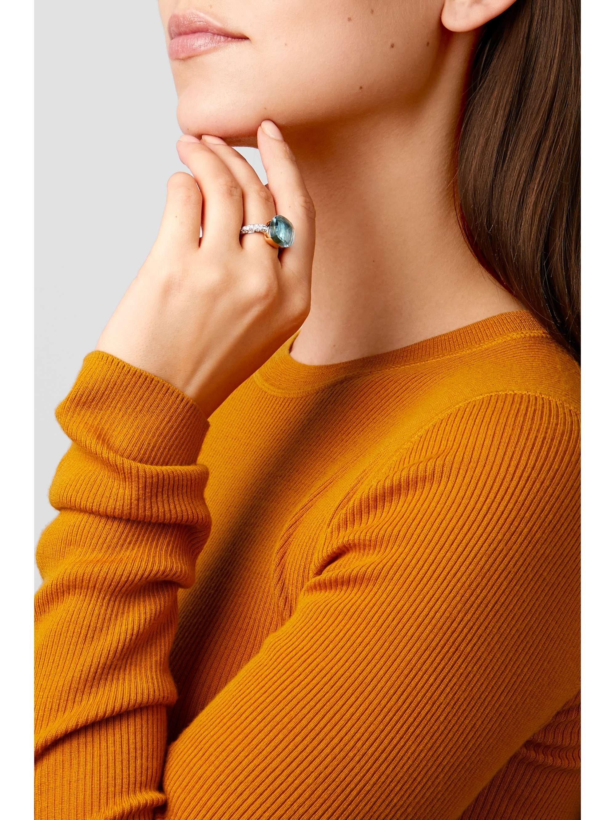 POMELLATO Nudo 18-karat rose and white gold, agate and topaz ring