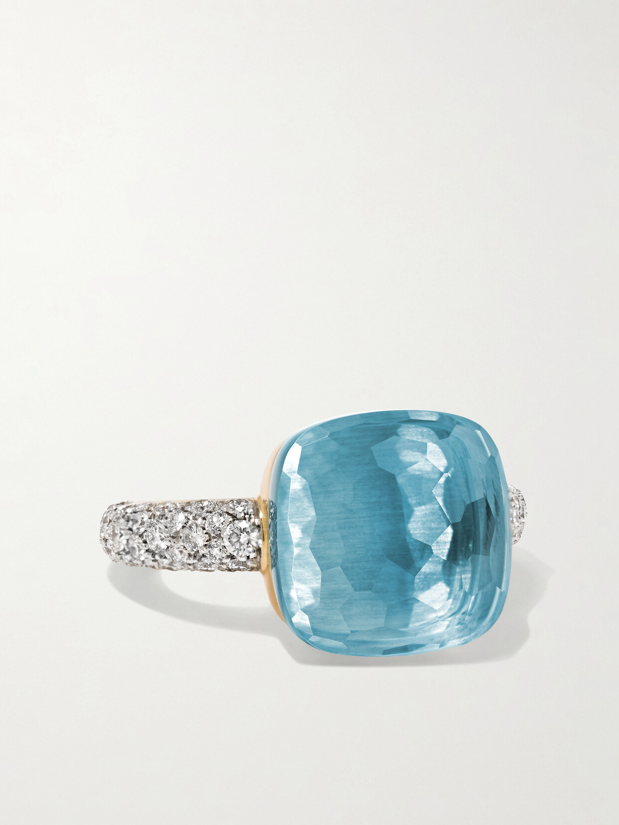 Pomellato Mixed Gold, Diamond, Topaz And Agate Nudo Classic Ring In White Gold