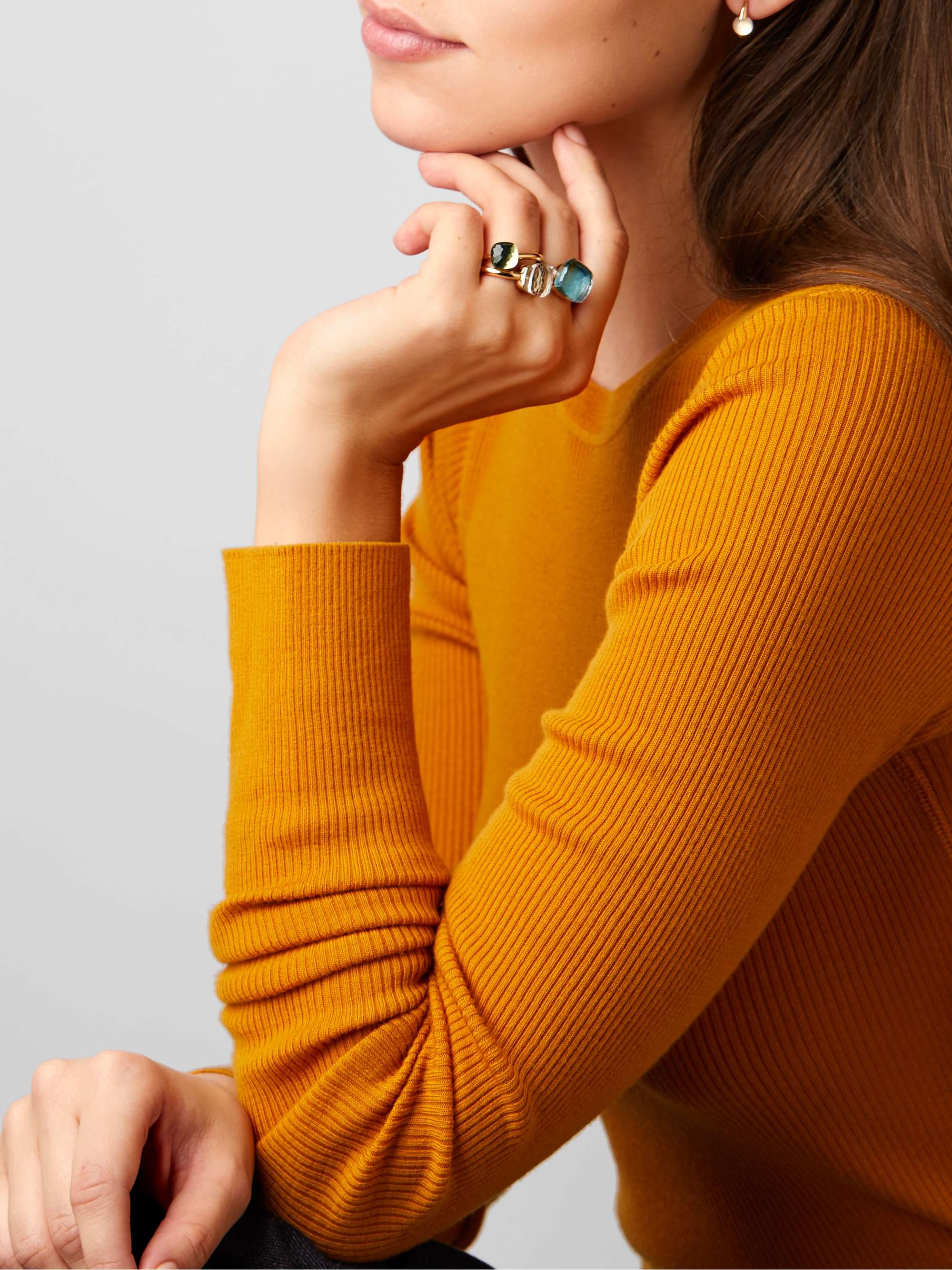 POMELLATO Nudo 18-karat rose and white gold, agate and topaz ring