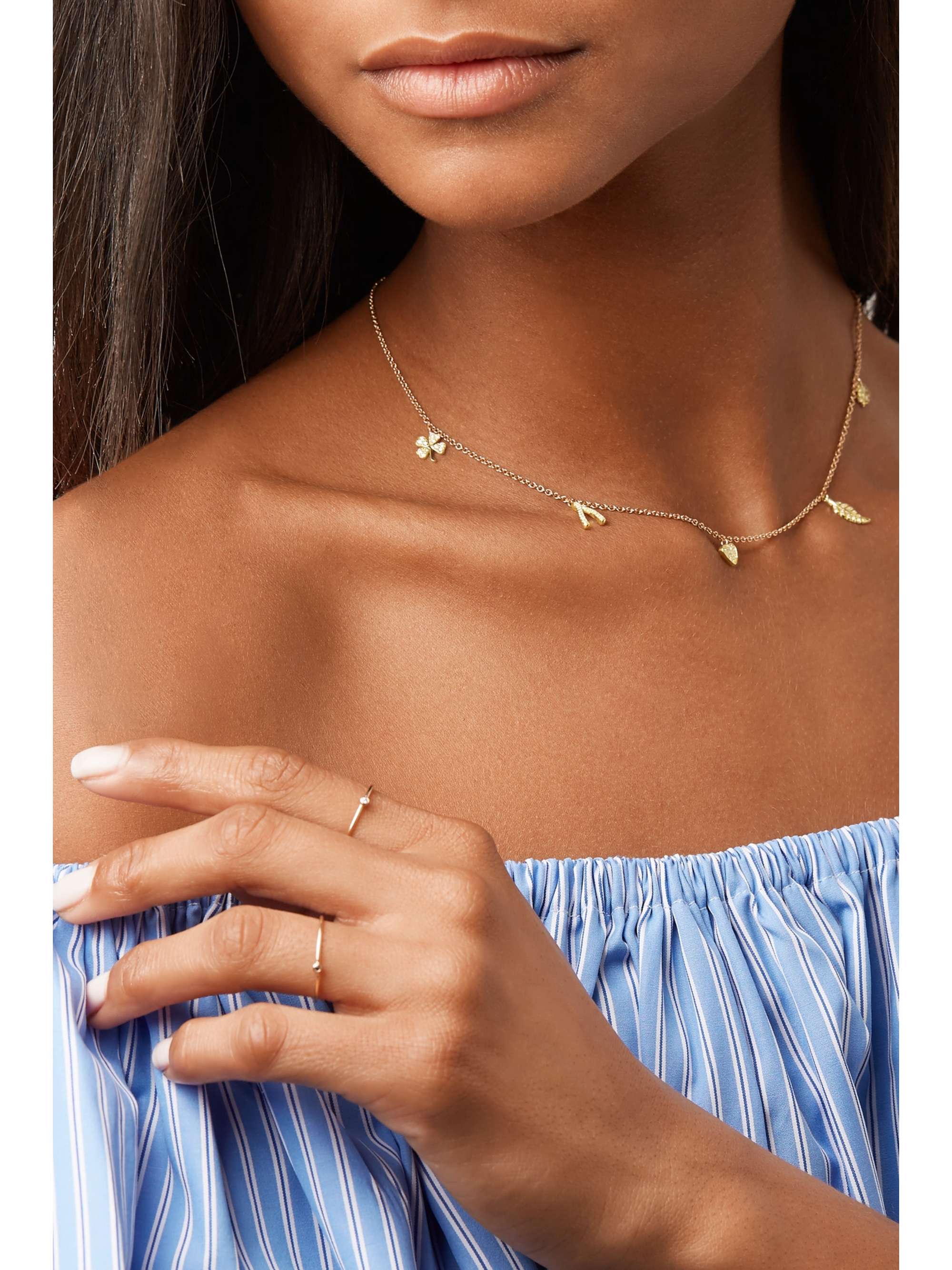 JENNIFER MEYER Mini Charm 18-karat gold diamond necklace