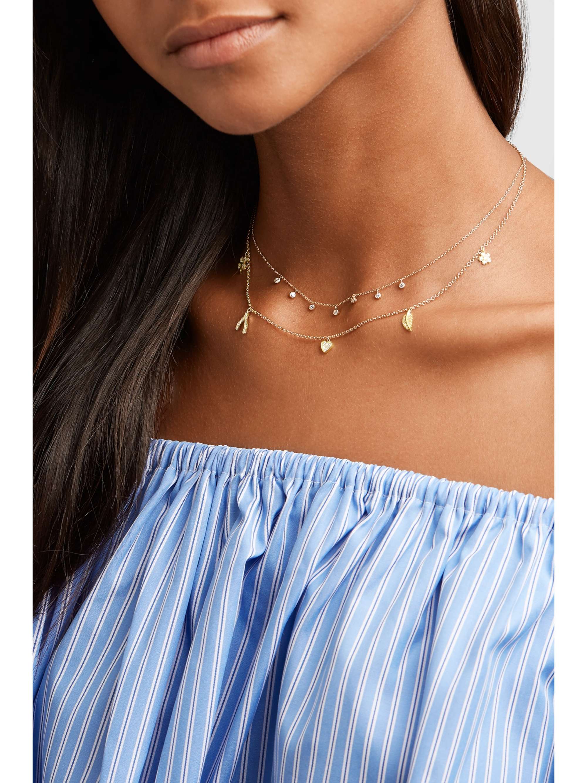 JENNIFER MEYER Mini Charm 18-karat gold diamond necklace