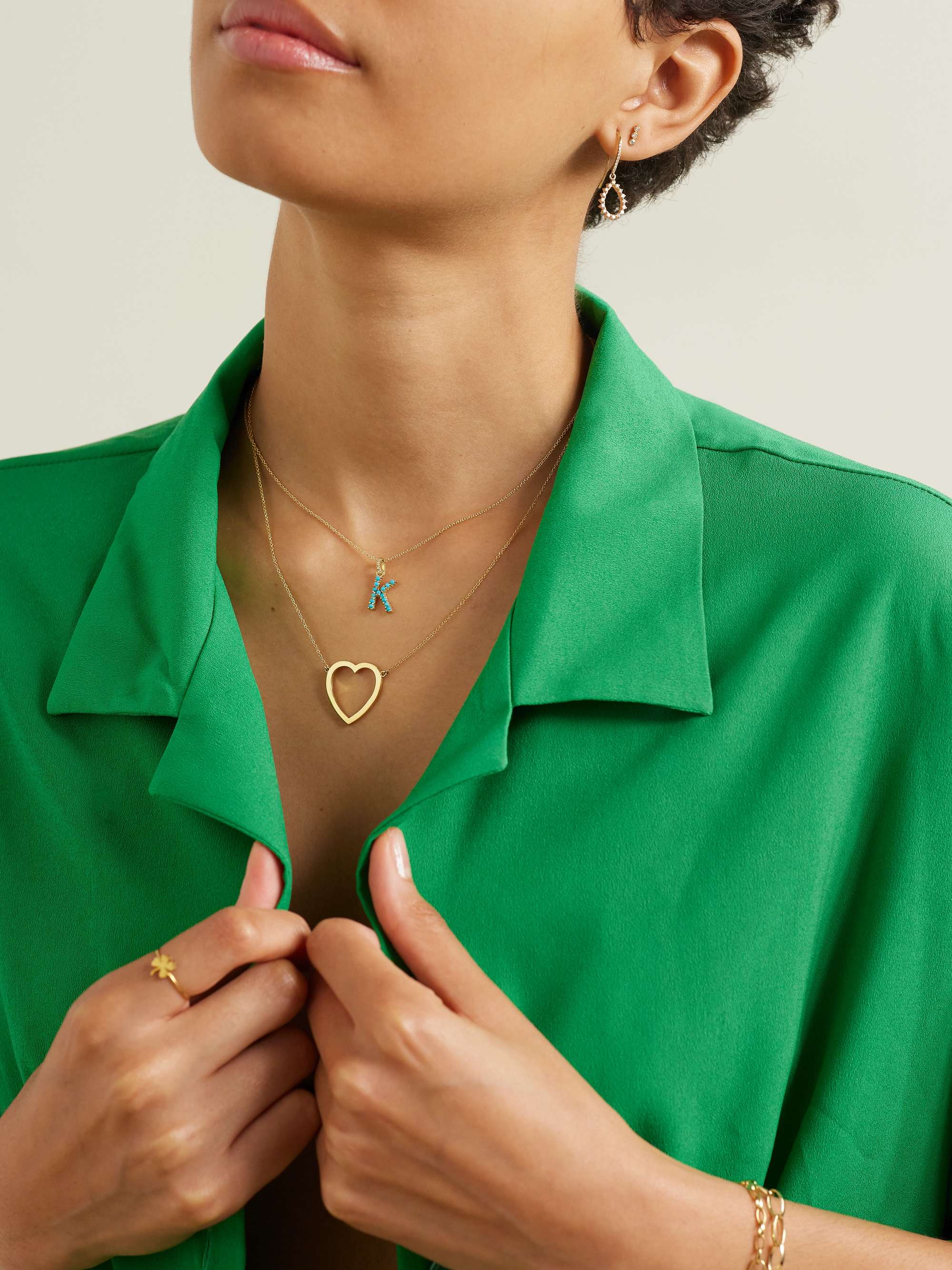 JENNIFER MEYER Letter 18-karat gold diamond necklace