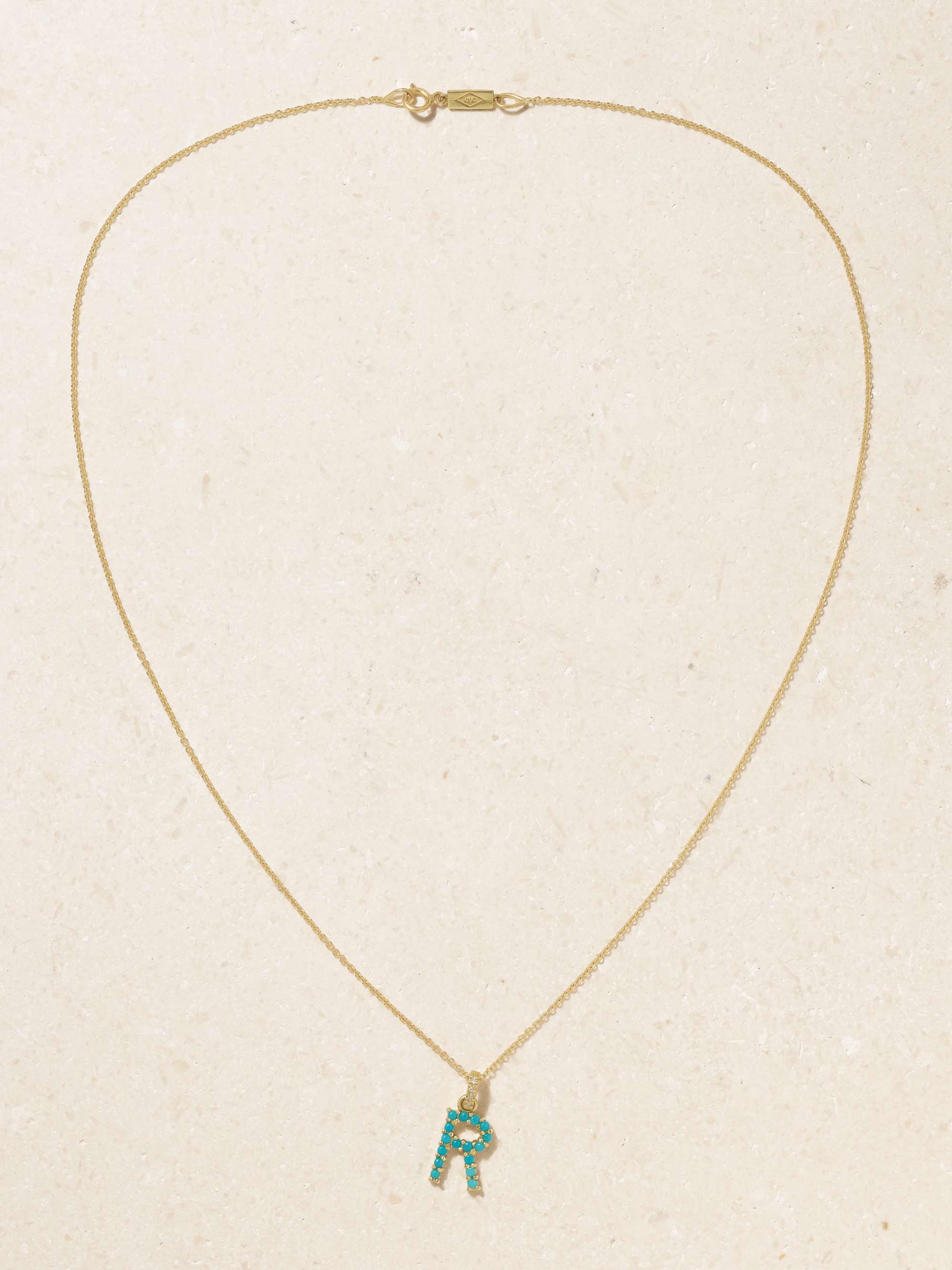 JENNIFER MEYER Letter Kette aus 18 Karat Gold mit Türkisen und Diamanten