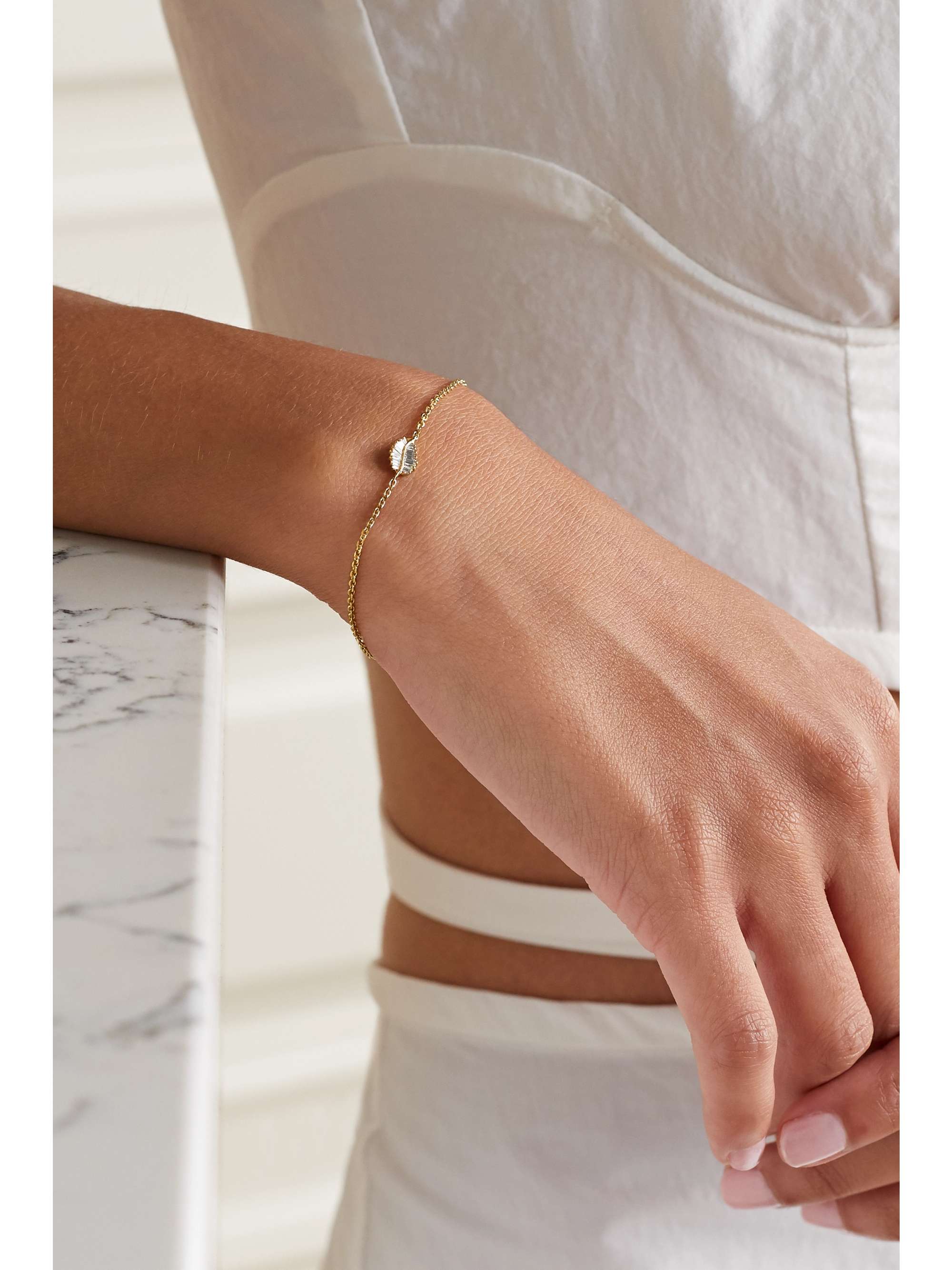 ANITA KO Palm Leaf 18-karat white gold diamond bracelet