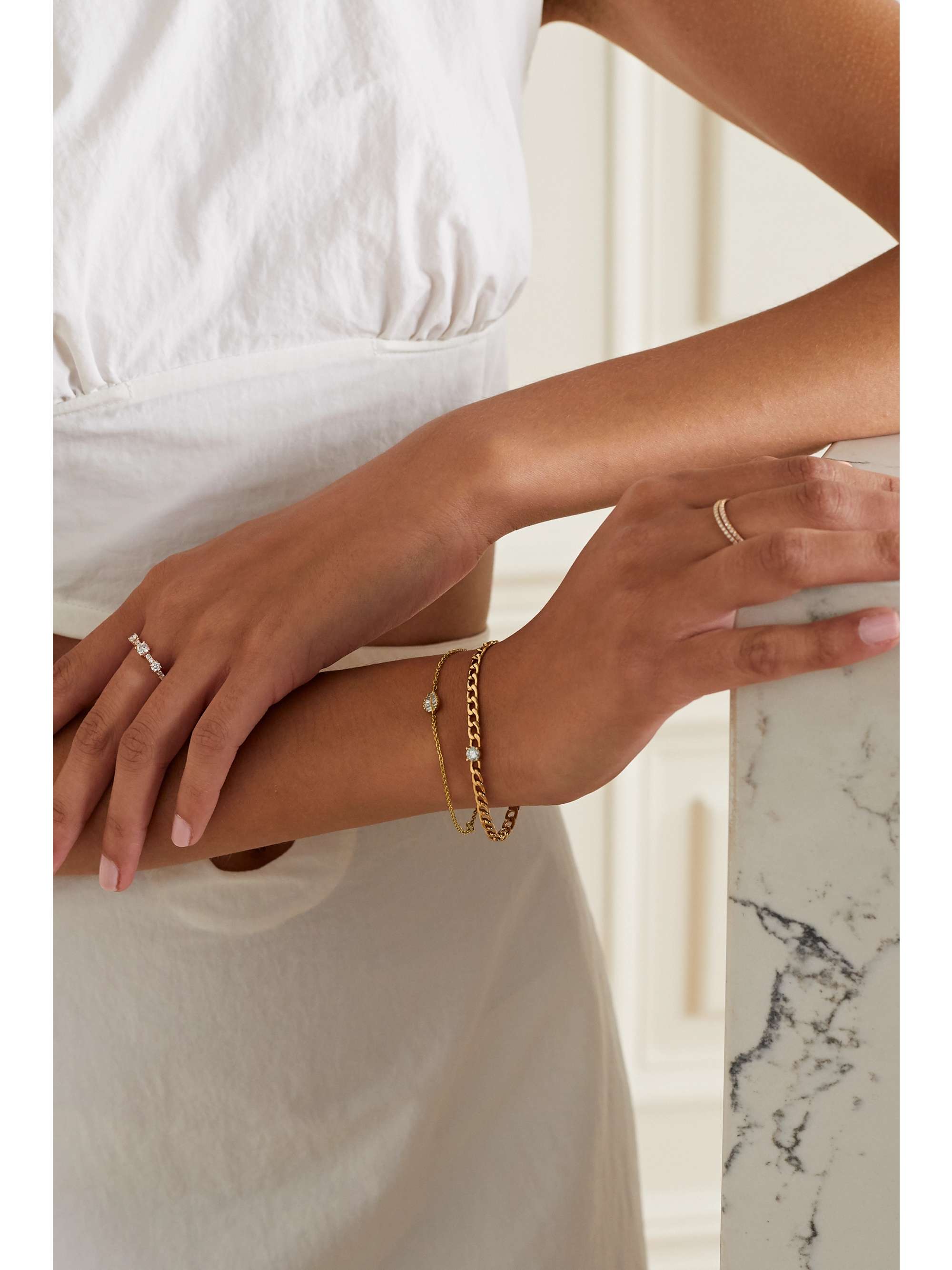 ANITA KO Palm Leaf 18-karat white gold diamond bracelet