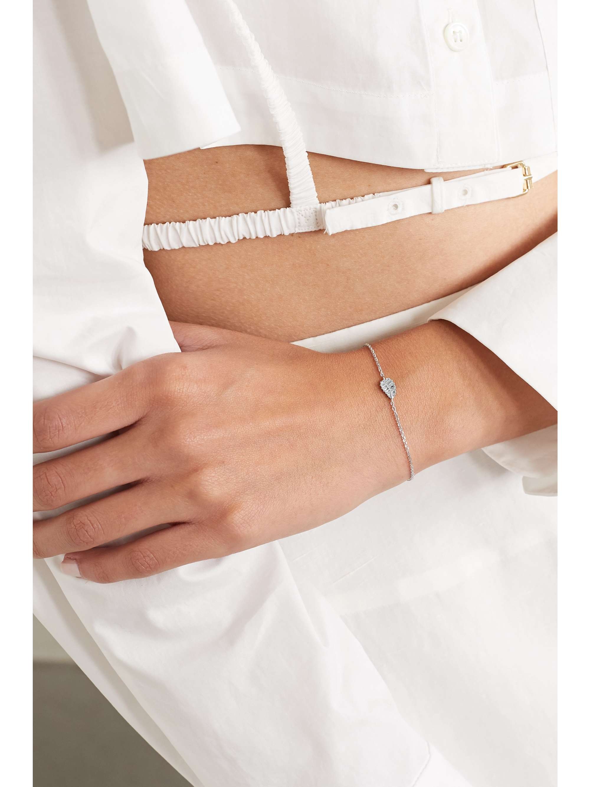 ANITA KO Palm Leaf 18-karat white gold diamond bracelet