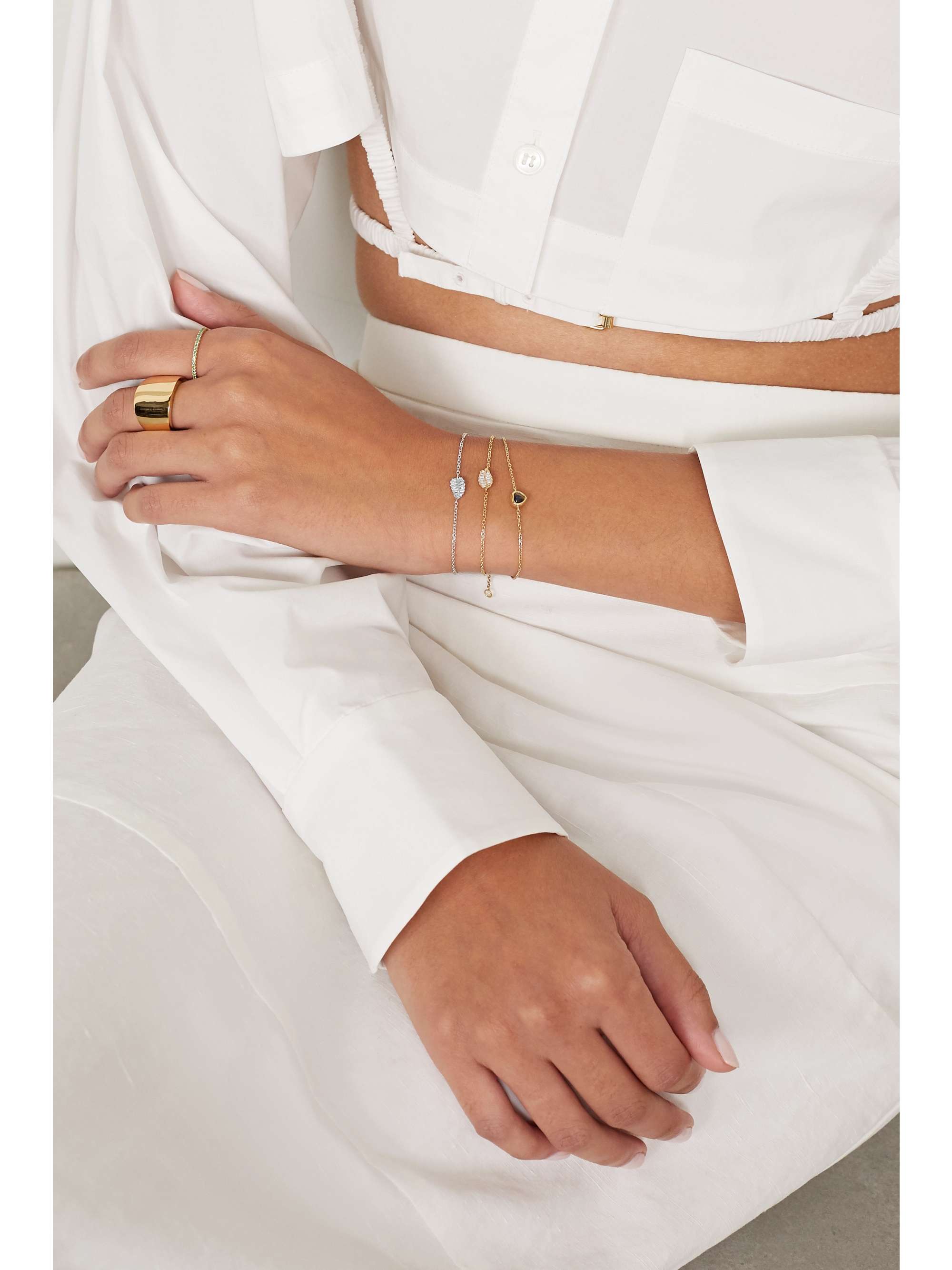 ANITA KO Palm Leaf 18-karat white gold diamond bracelet