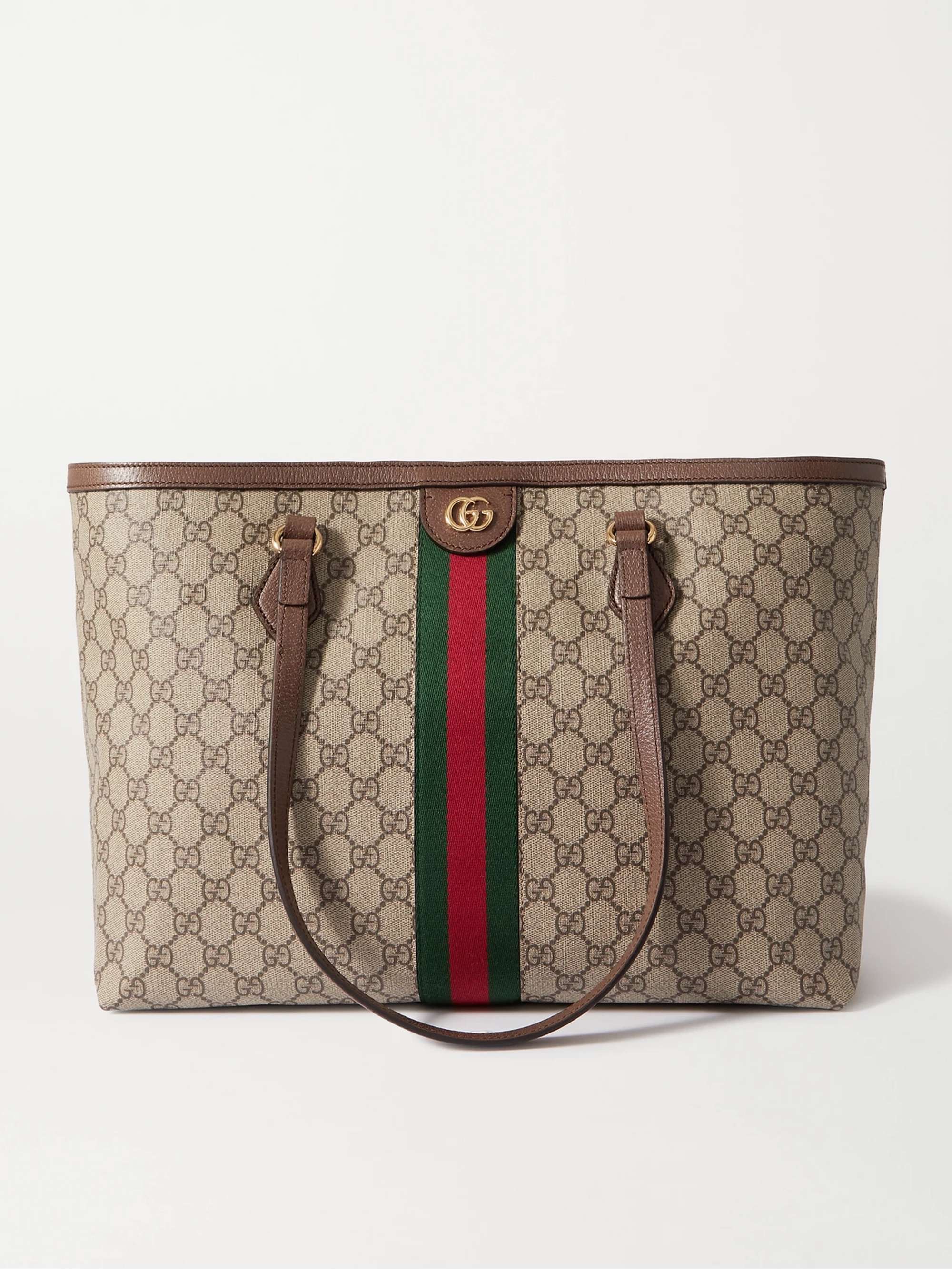 Gucci Ophidia Webbing-Trimmed Printed Coated-canvas and Leather Tote - White - One Size