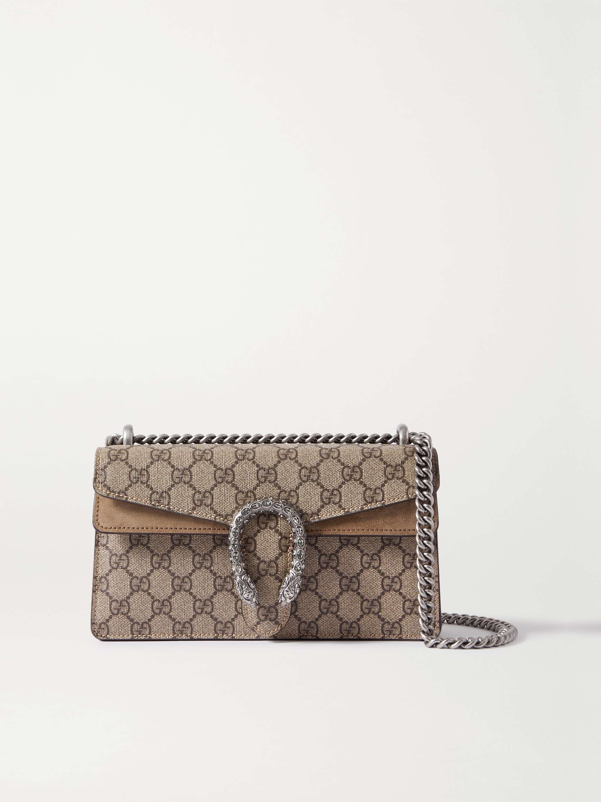 GUCCI Dionysus small embellished printed coated-canvas and suede