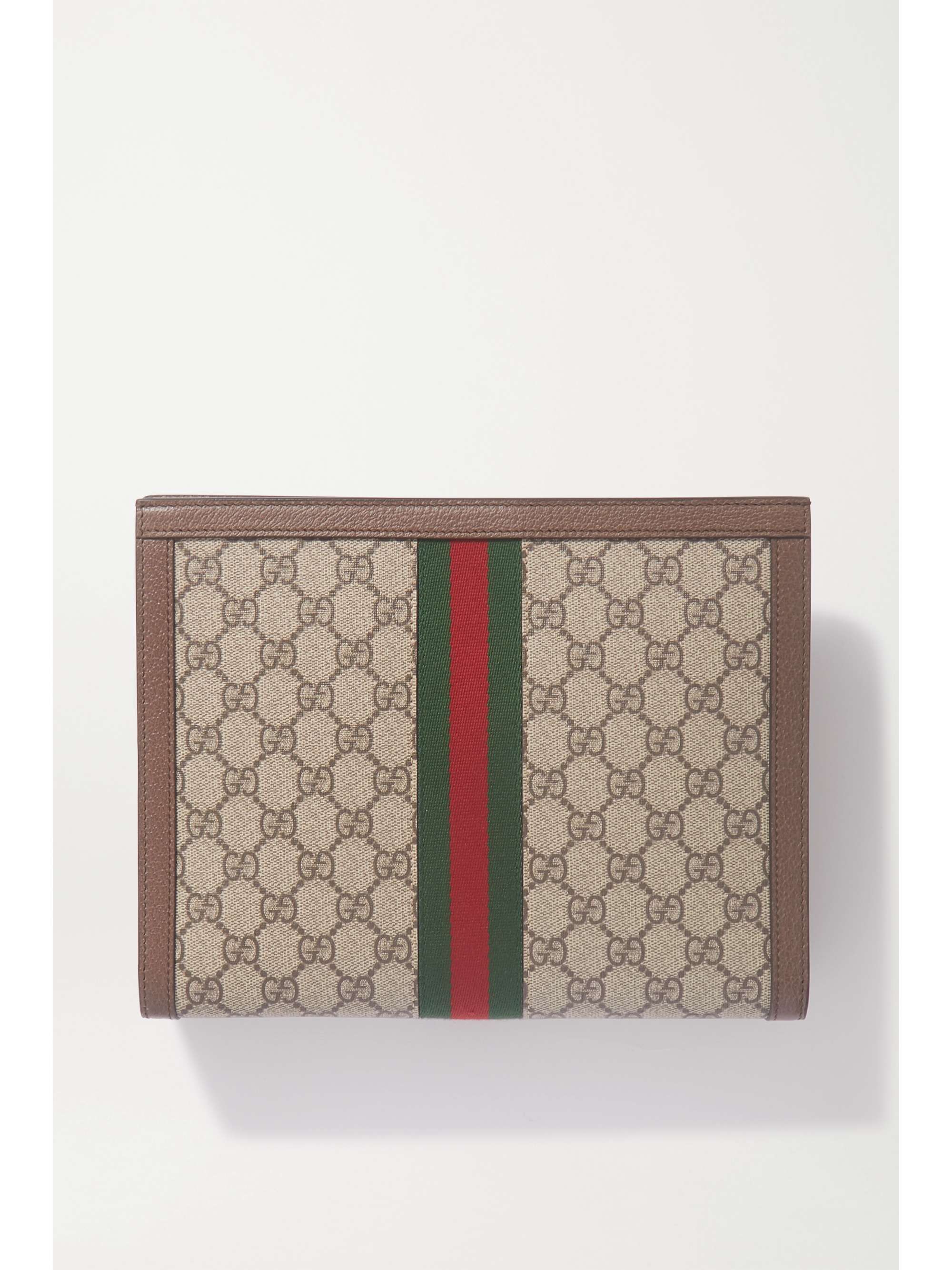 GUCCI Ophidia textured leather-trimmed printed coated-canvas pouch