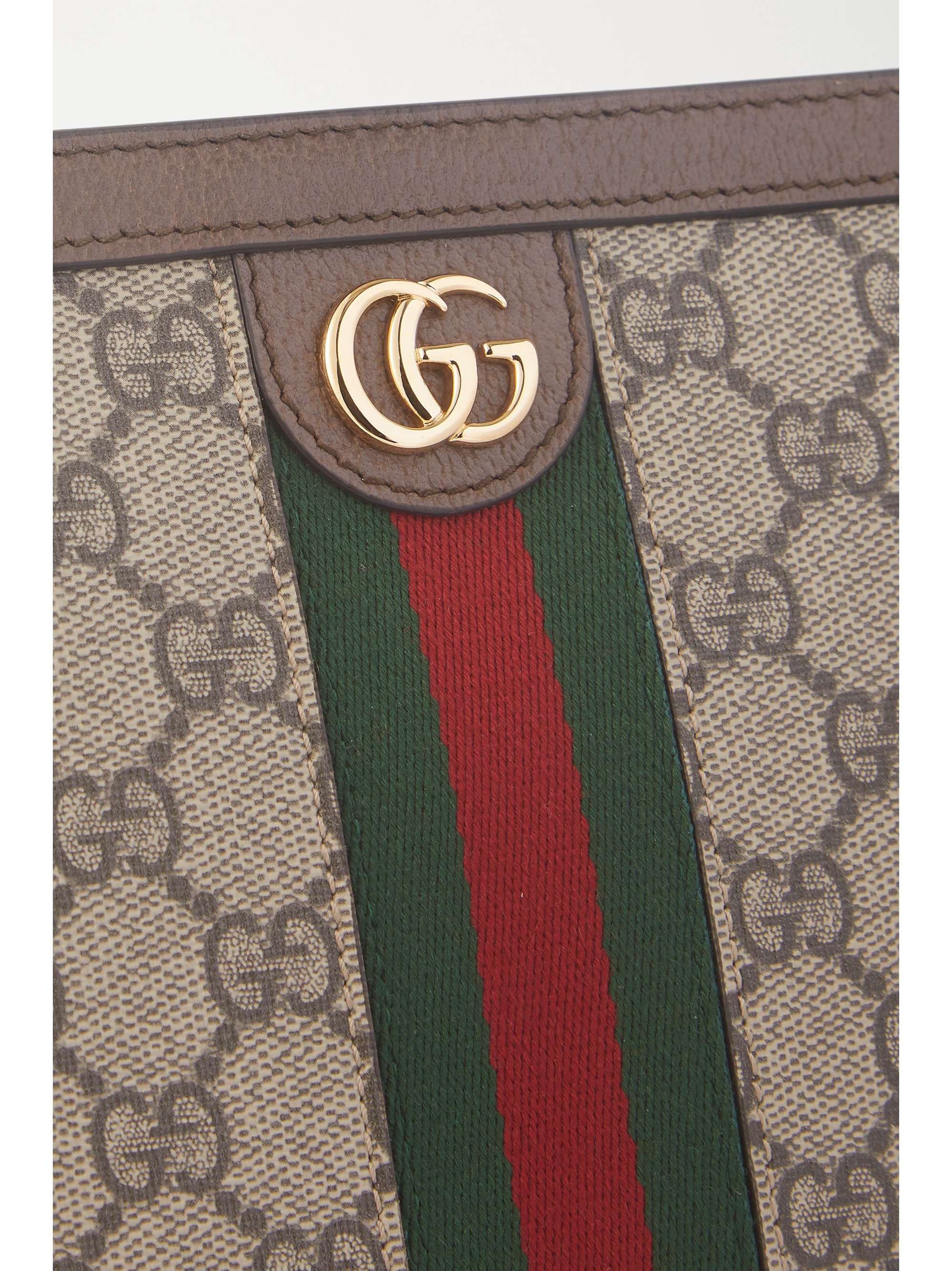 GUCCI Ophidia textured leather-trimmed printed coated-canvas pouch