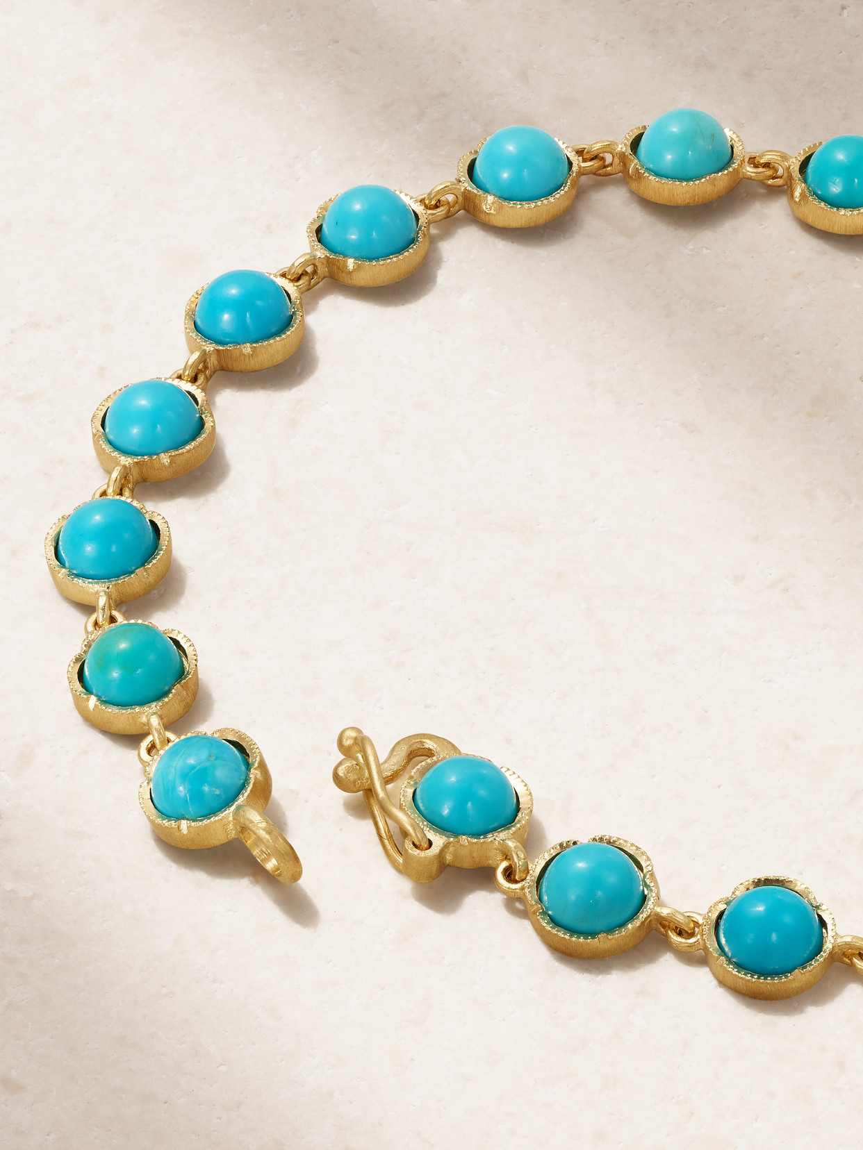 Shop Irene Neuwirth Classic 18-karat Gold Turquoise Bracelet