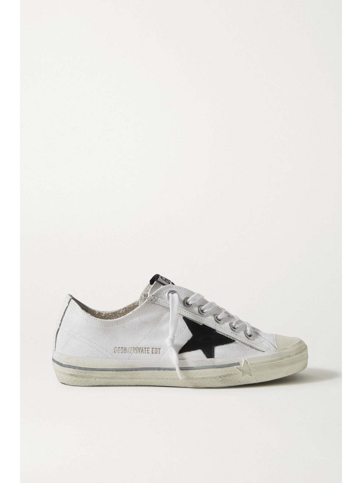 Golden Goose Deluxe Brand - V-star Leather-trimmed Distressed Canvas Sneakers - White