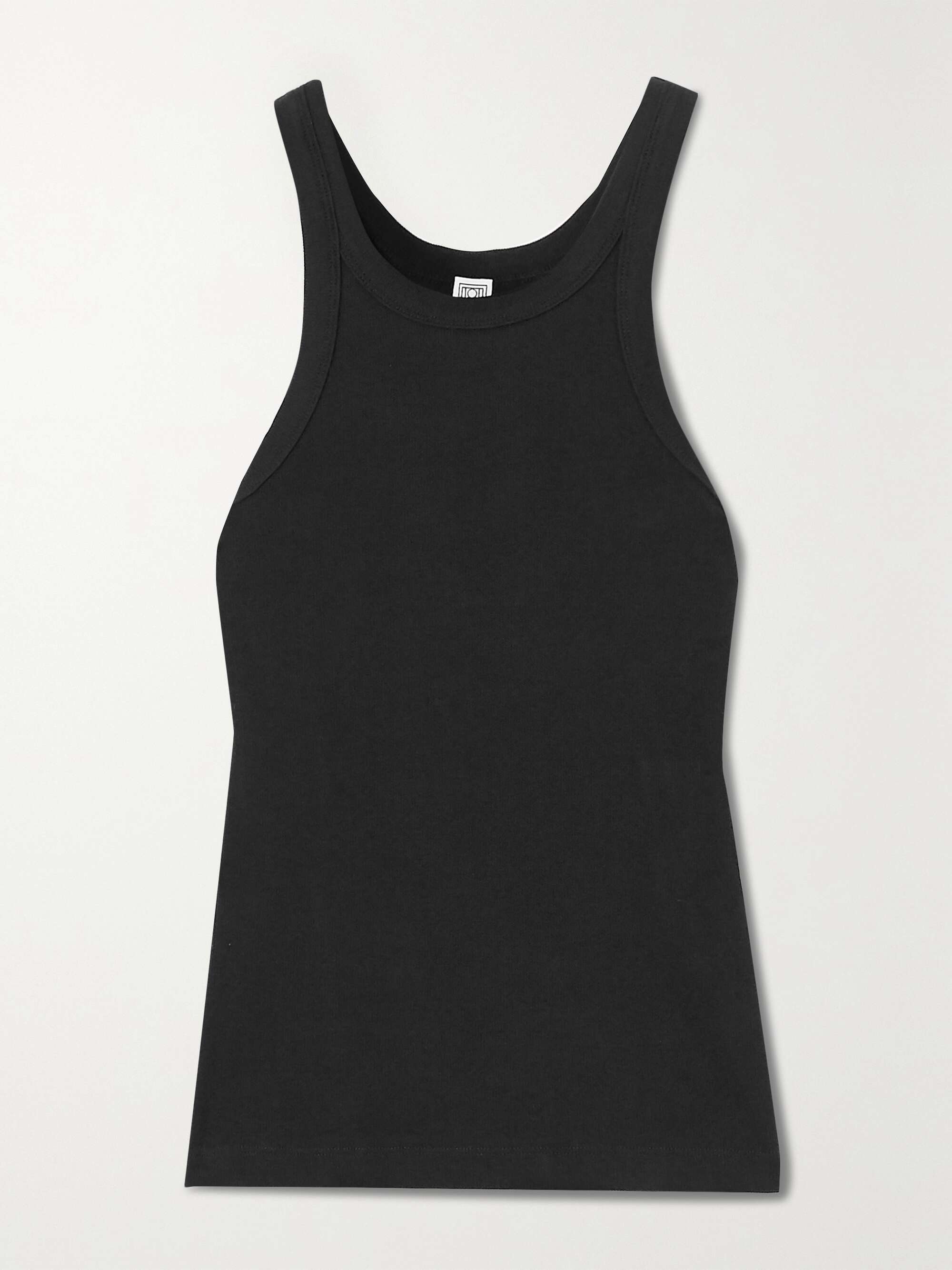 TOTEME + NET SUSTAIN Curved ribbed stretch organic cotton-jersey tank ...