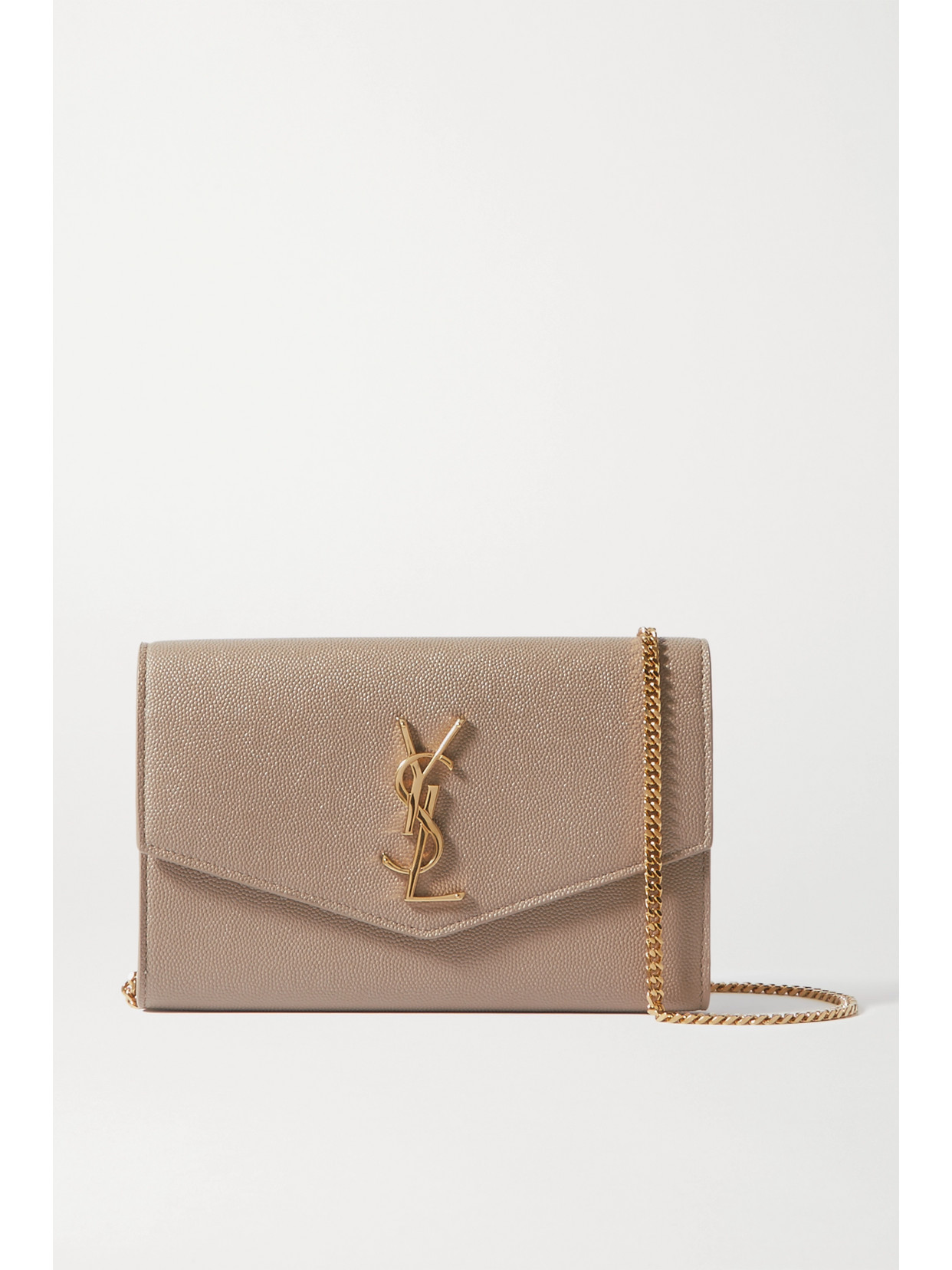 SAINT LAURENT Uptown Texturedleather Shoulder Bag Beige