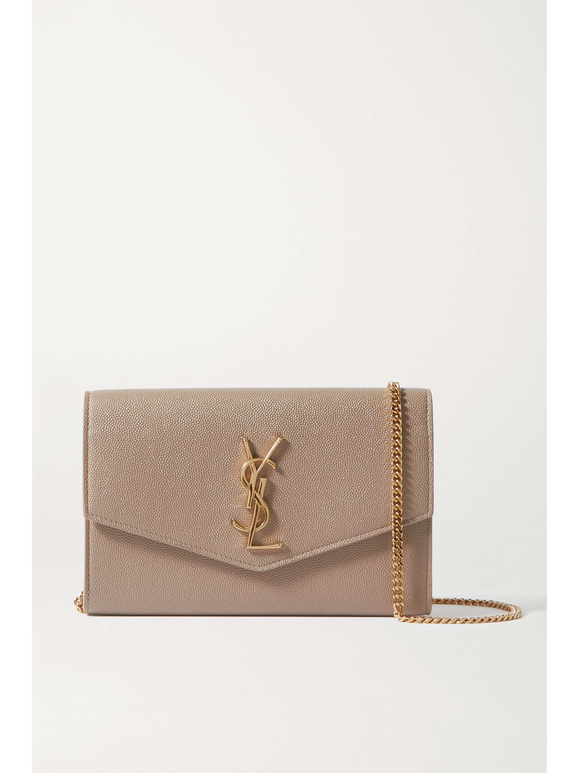 Saint Laurent Beige Uptown Leather Pouch in Natural