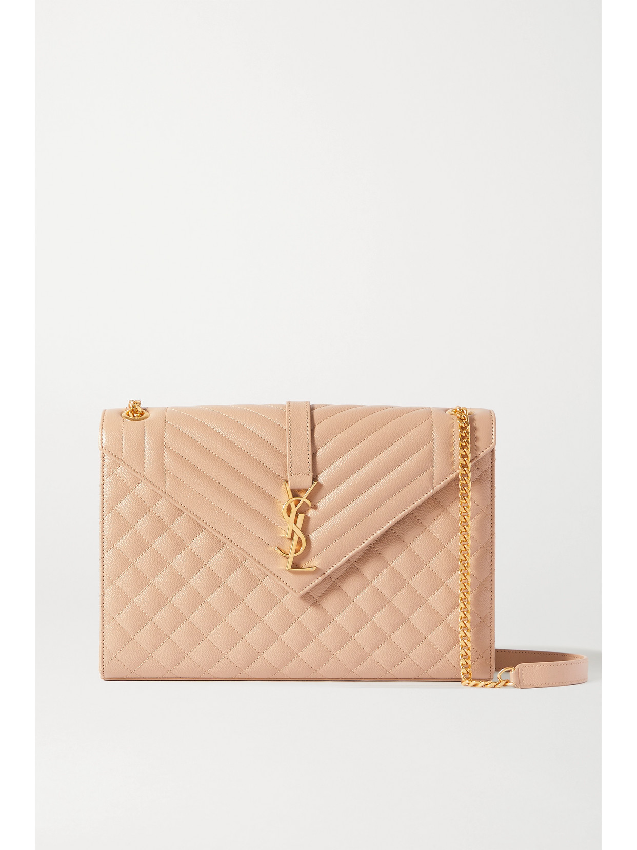 Saint Laurent Envelope Large Quilted Texturedleather Shoulder Bag In