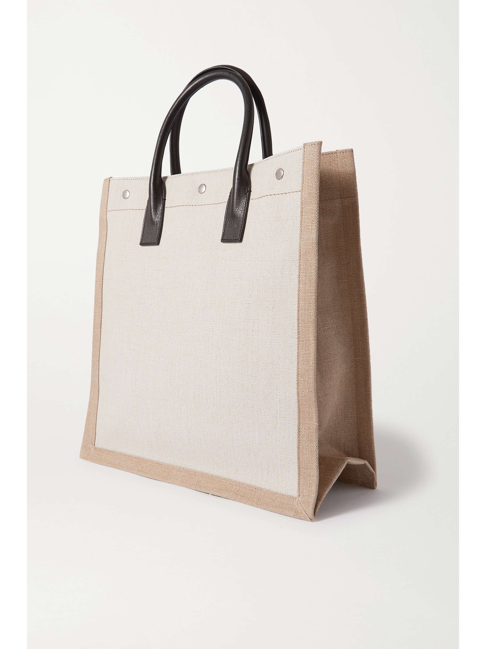 rive gauche large tote bag in printed canvas and leather