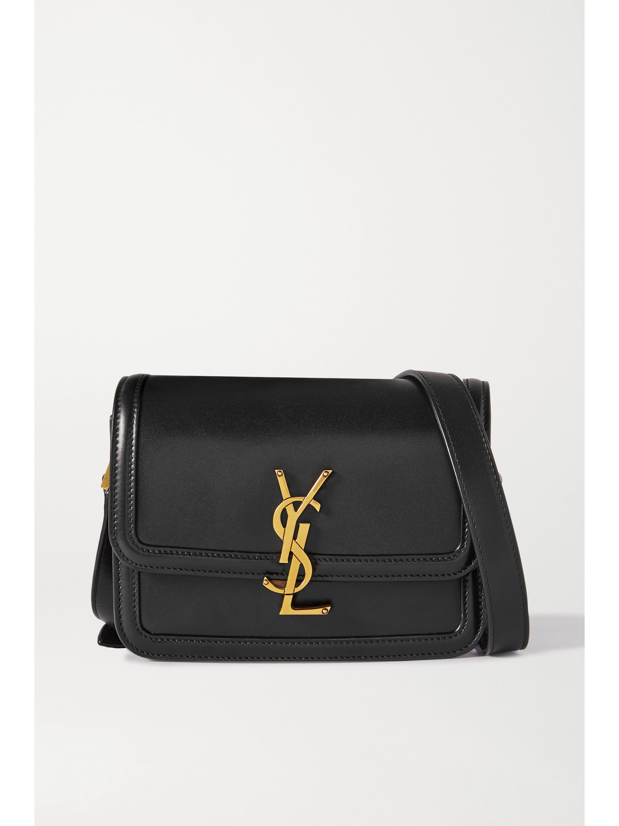 Shop Saint Laurent Solferino Small Leather Shoulder Bag In Black