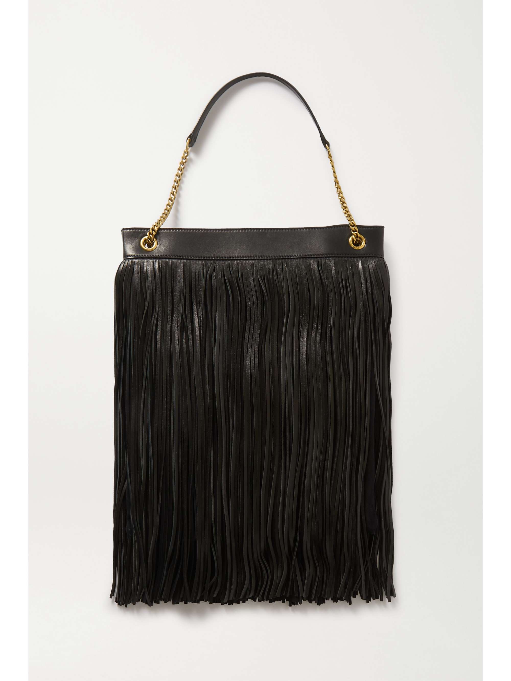 SAINT LAURENT Grace large fringed leather and suede shoulder bag