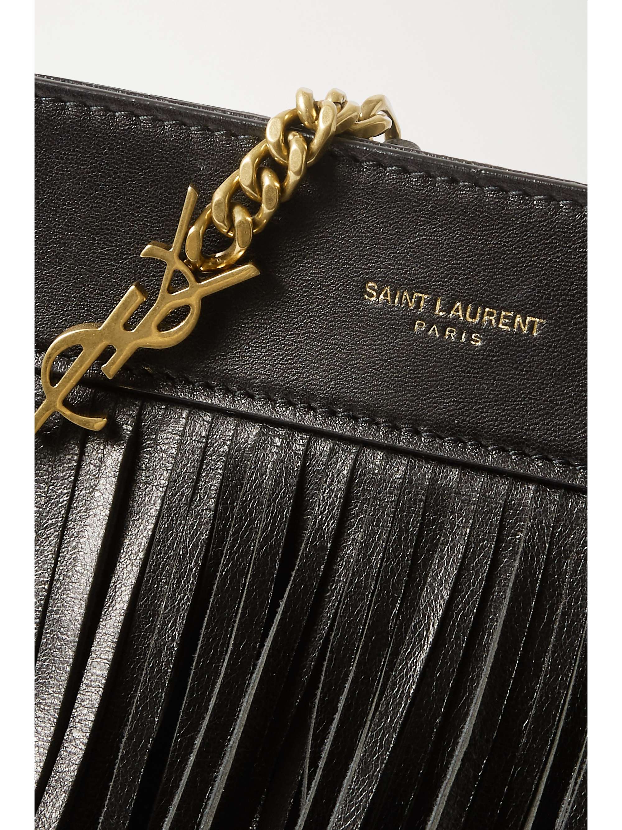 SAINT LAURENT Grace large fringed leather and suede shoulder bag