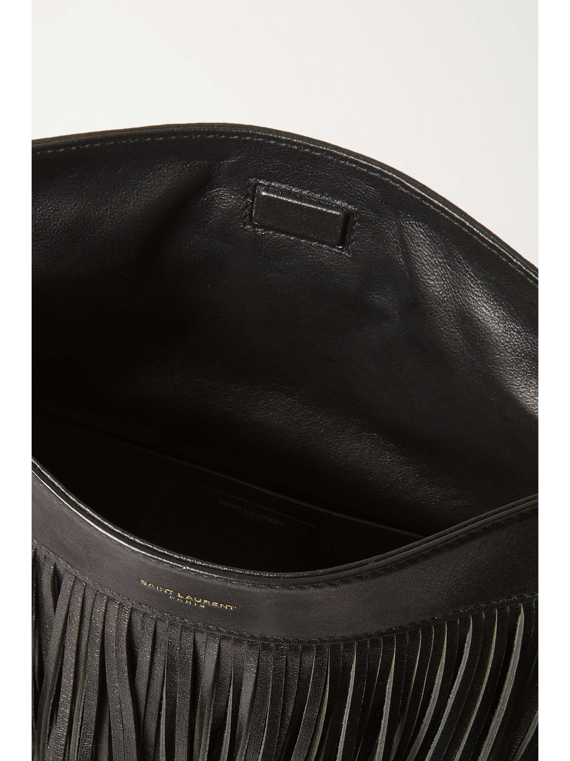 SAINT LAURENT Grace large fringed leather and suede shoulder bag