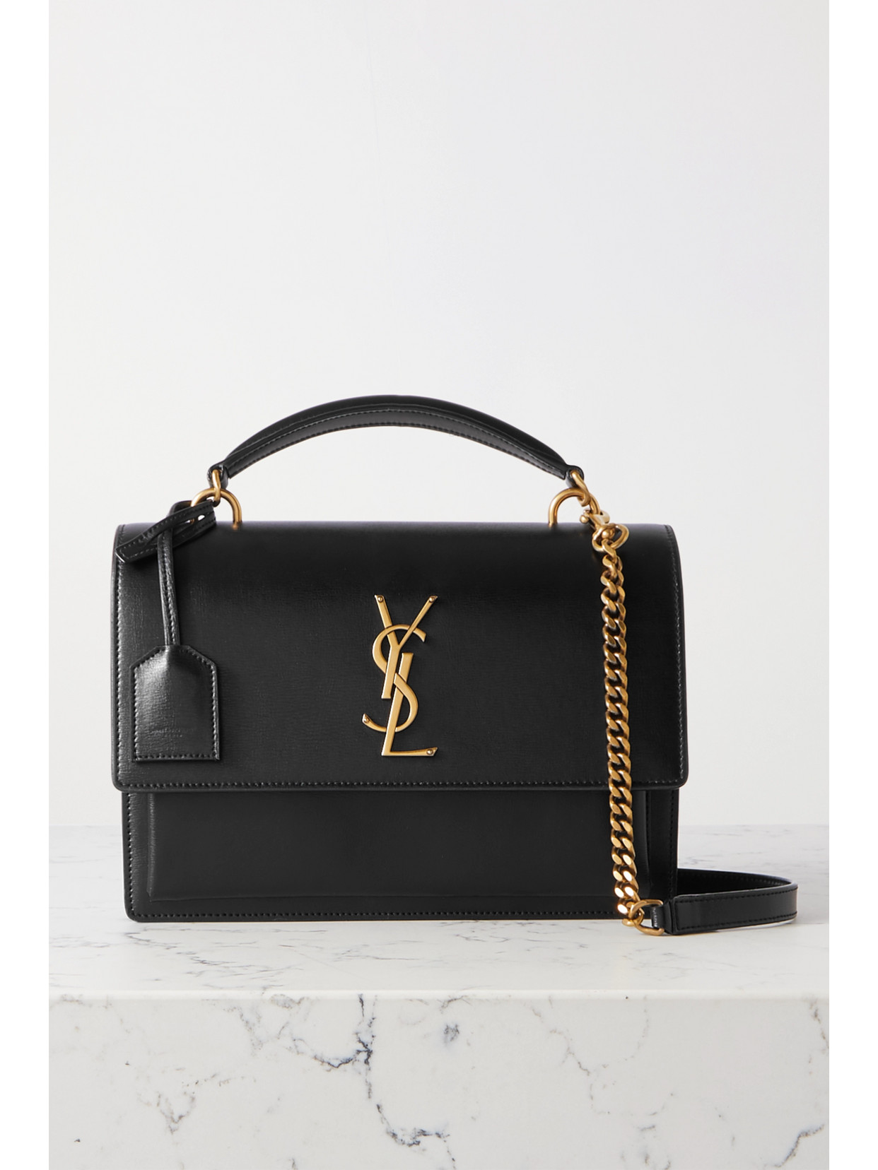 Saint Laurent Sunset Medium Leather Shoulder Bag In Black ModeSens