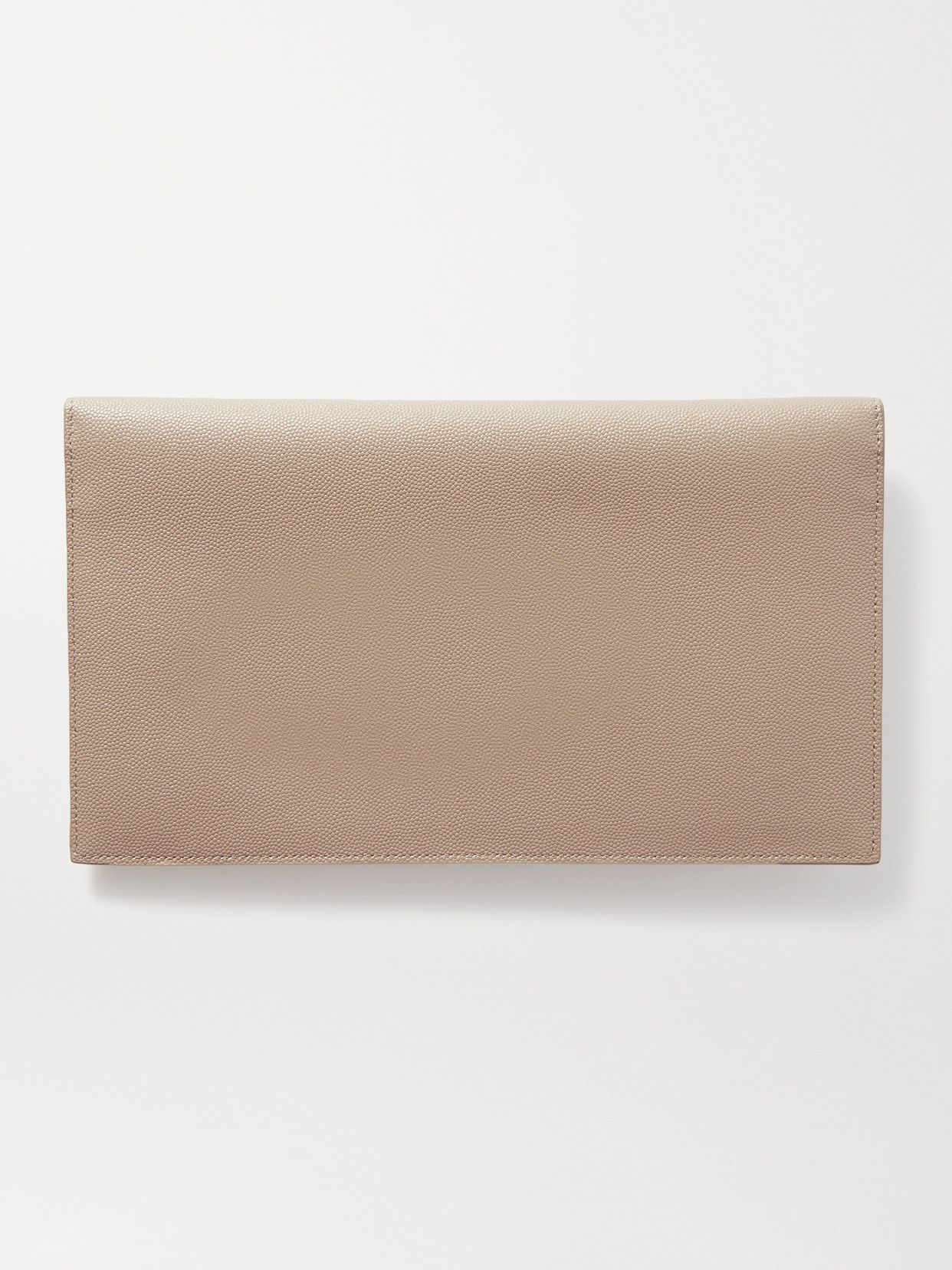 Saint Laurent Uptown Textured-leather Pouch In Neutrals
