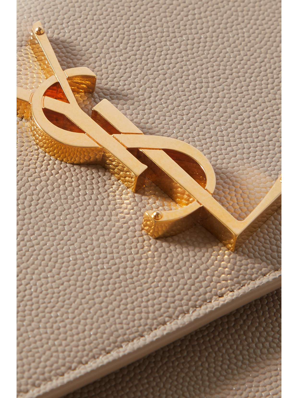 Saint Laurent Uptown Textured-leather Pouch In Neutrals