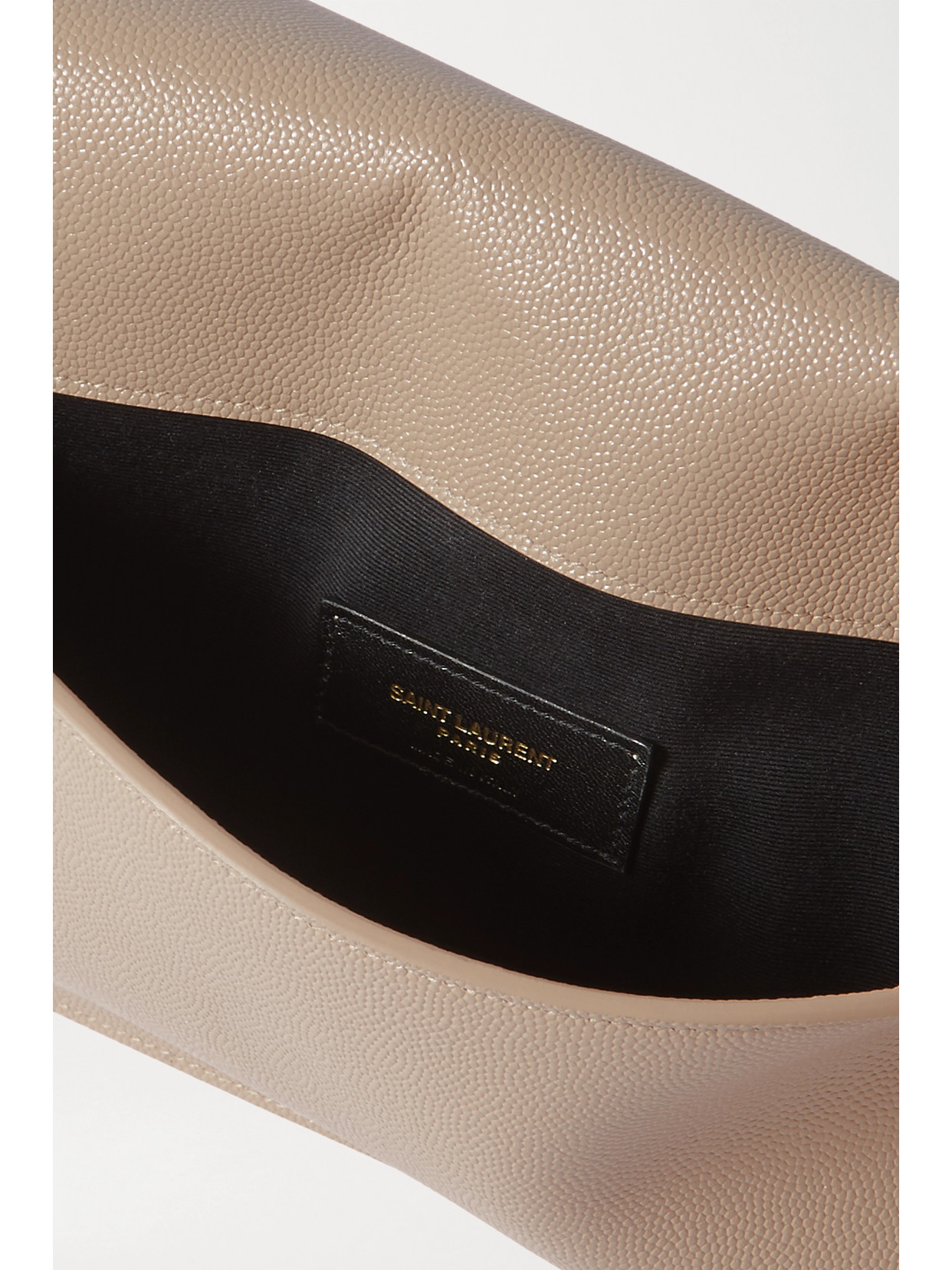Saint Laurent Uptown Textured-leather Pouch In Neutrals